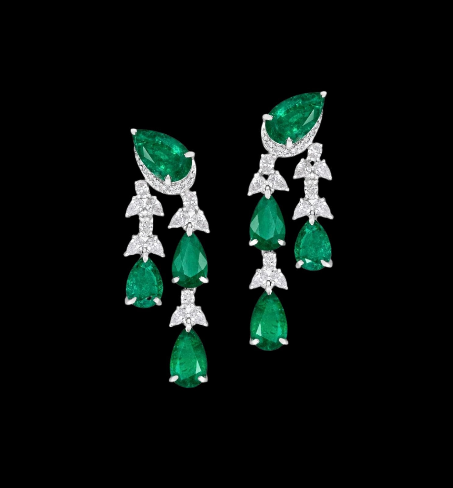 Mohar x Gemfields Emerald and Diamond Waterfall Earrings