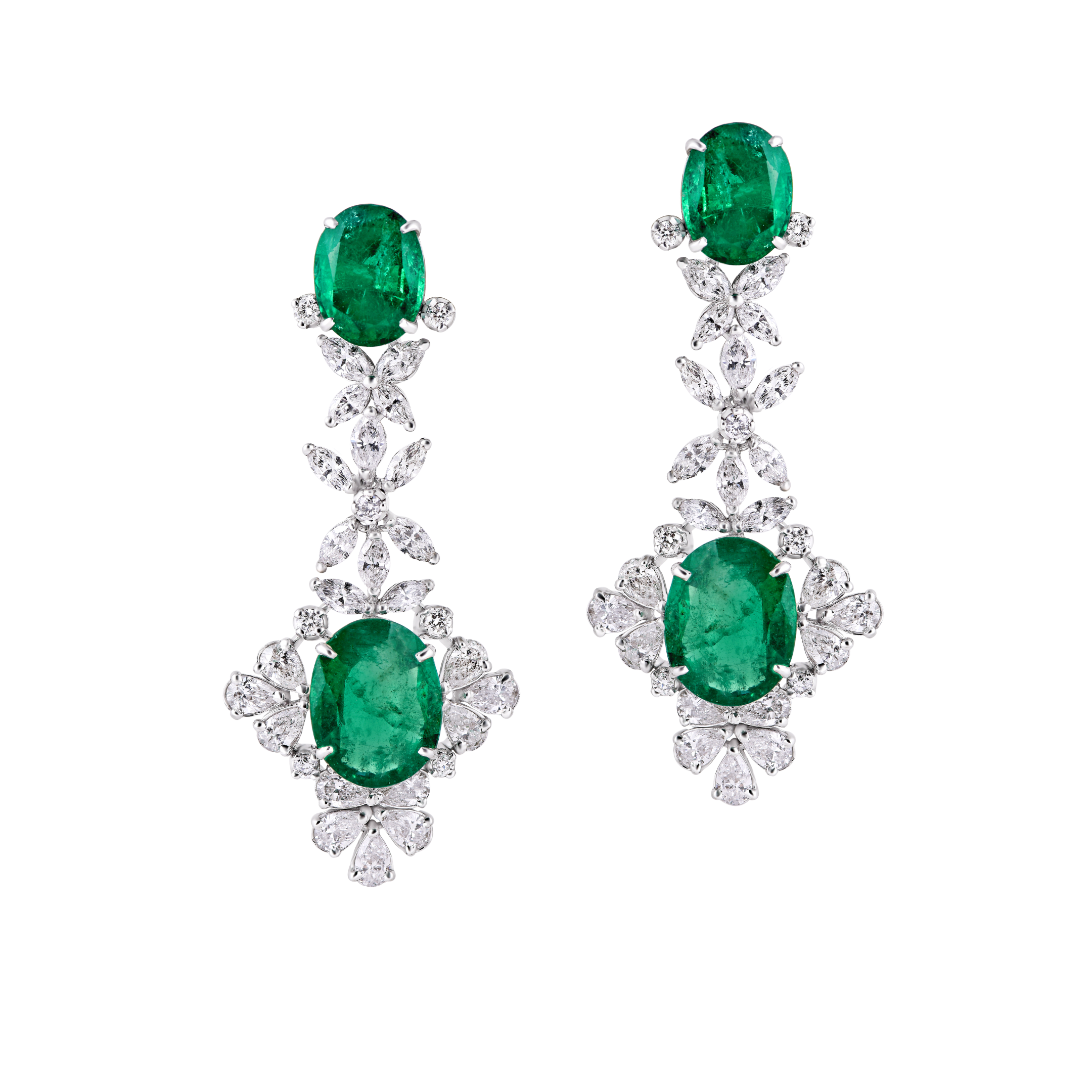 Mohar Emerald & Diamond Floral Majesty Earrings