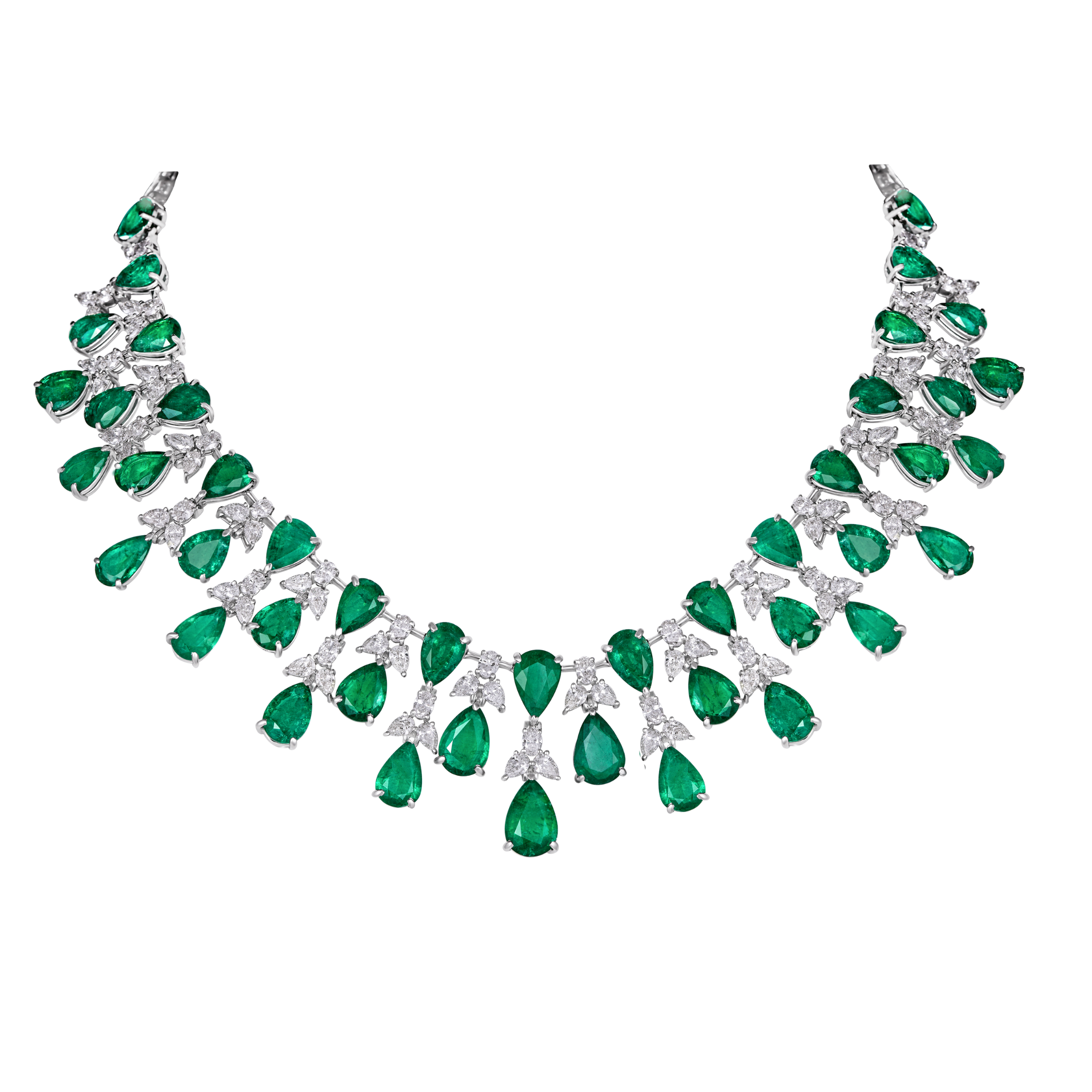 Mohar Regal Emerald & Diamond Floral Necklace