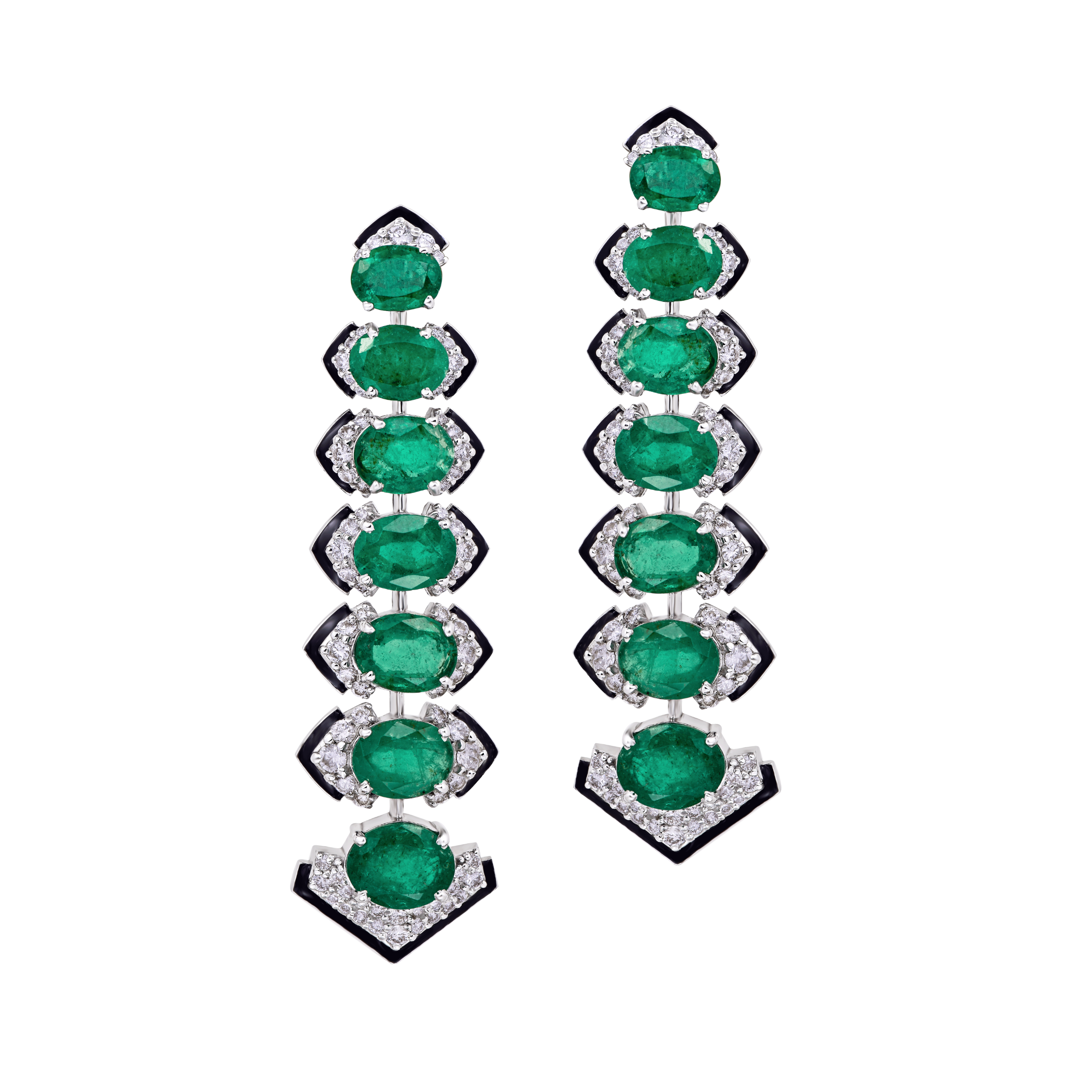 Mohar Emerald & Diamond Leaf Drops Earring