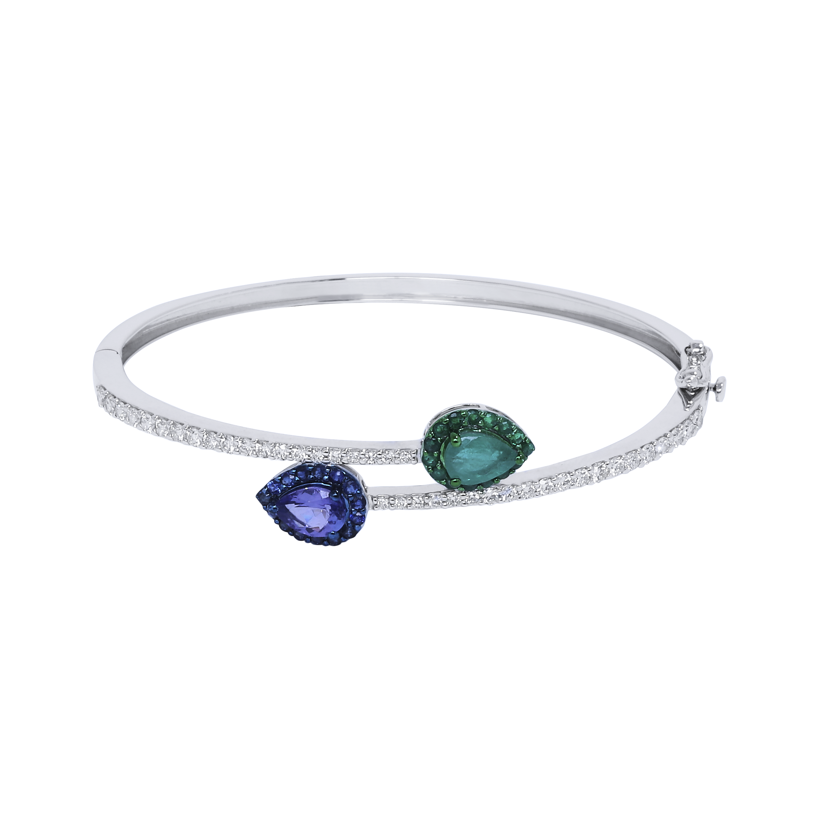 Emerald And Tanzanite Bead Cuff Bracelet