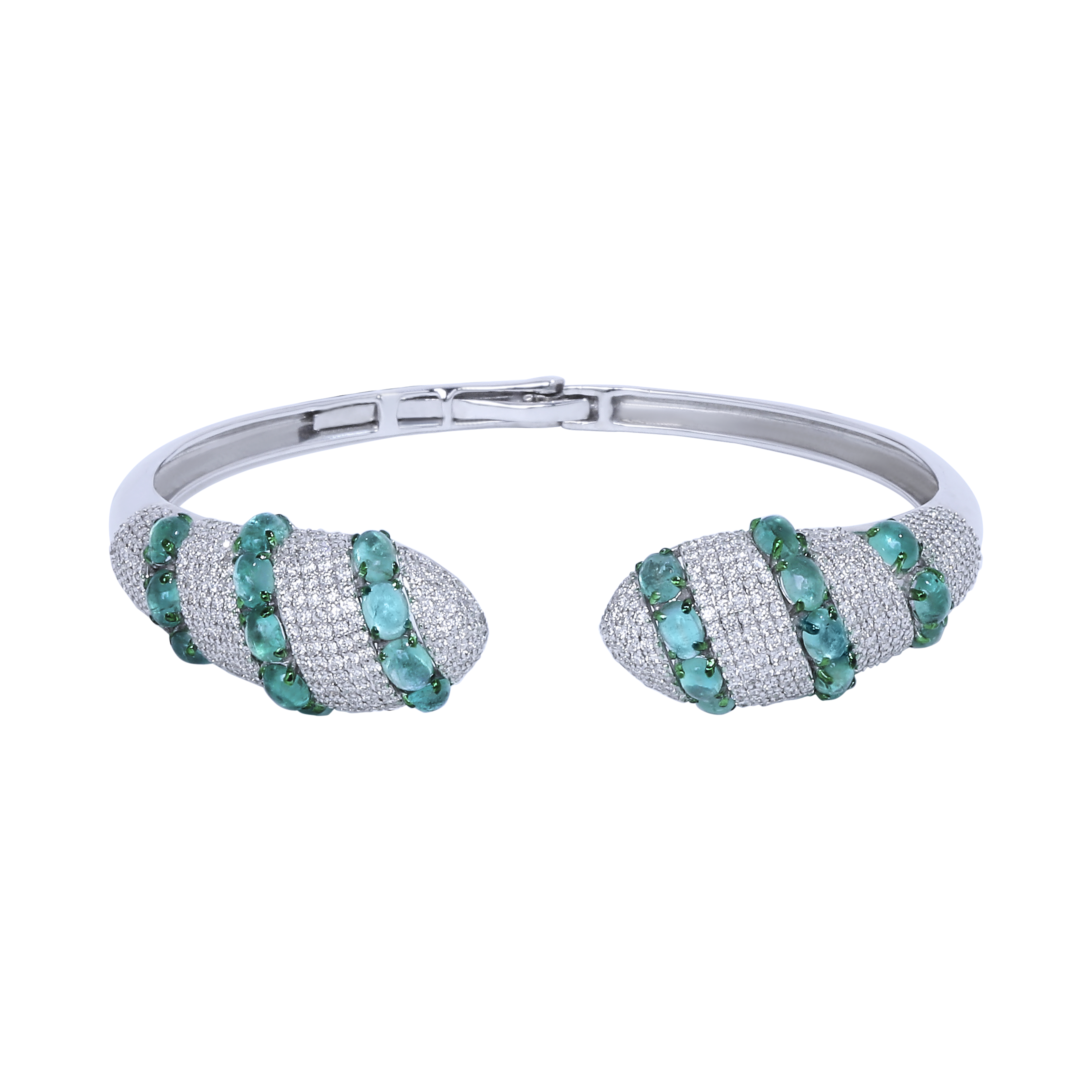 Emerald Sterling Oval Cabs Bracelets