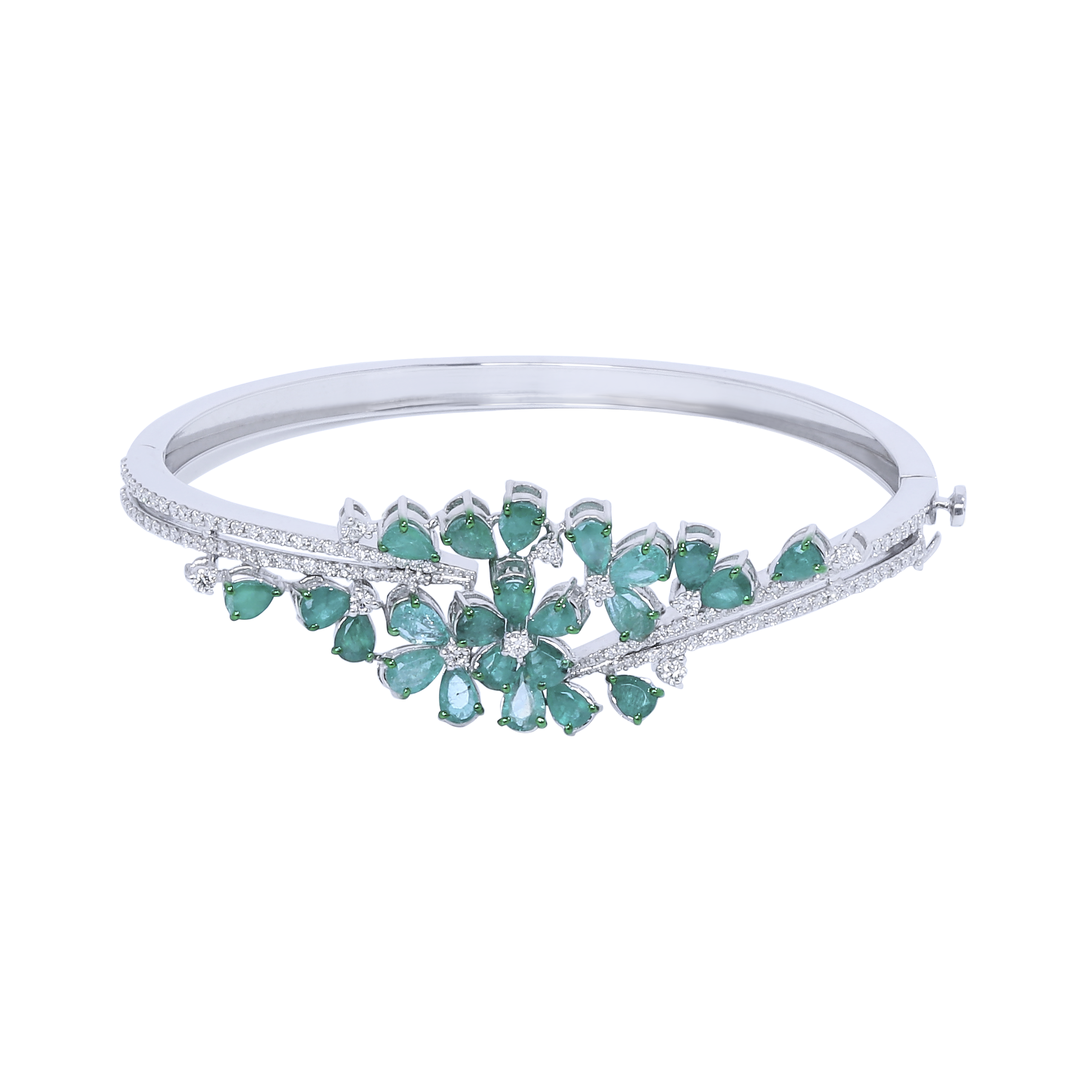 Emerald Sterling Pear Diamond Bracelet