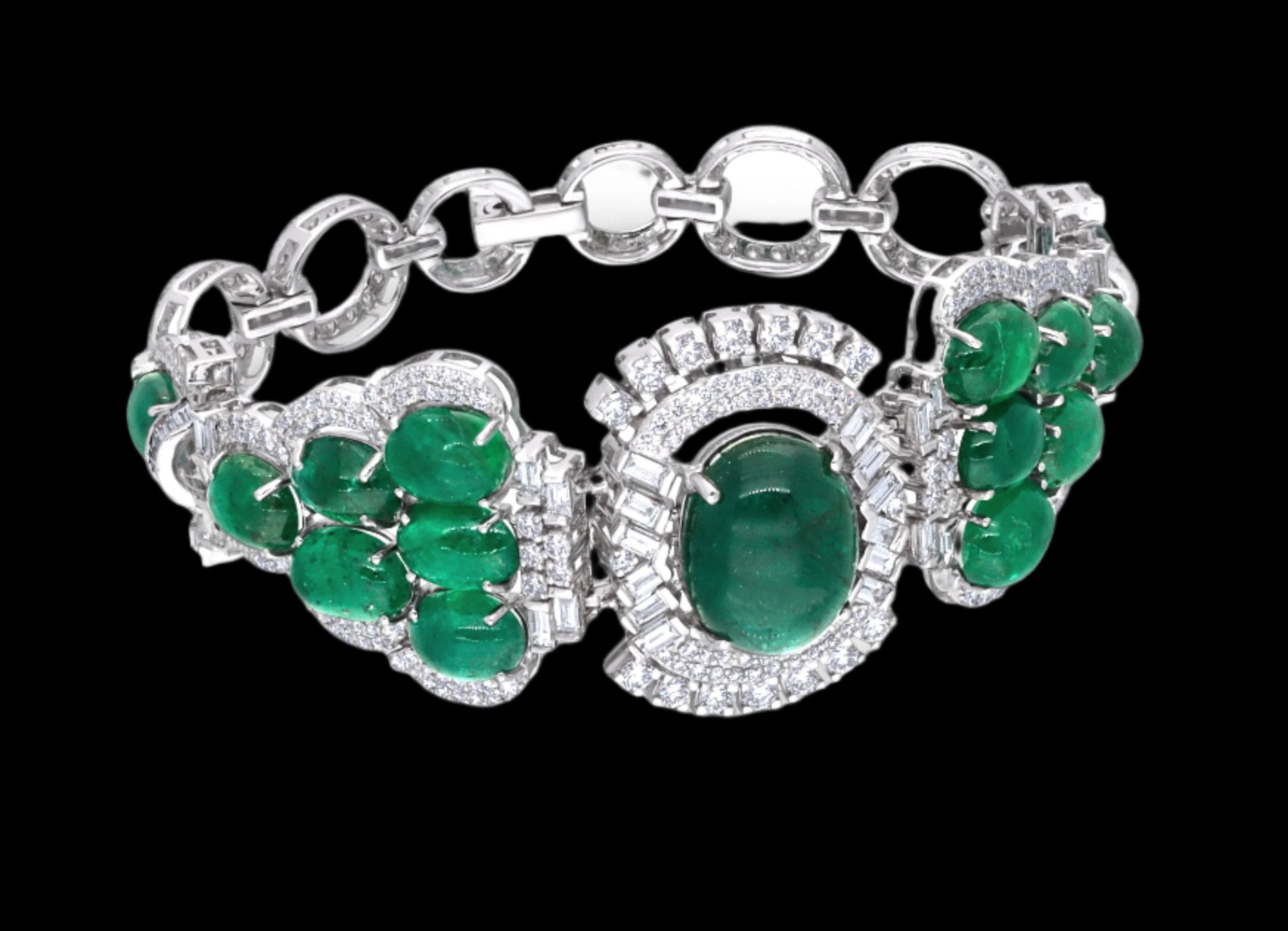 Mohar Emerald and Dimaond Cluster Bracelet