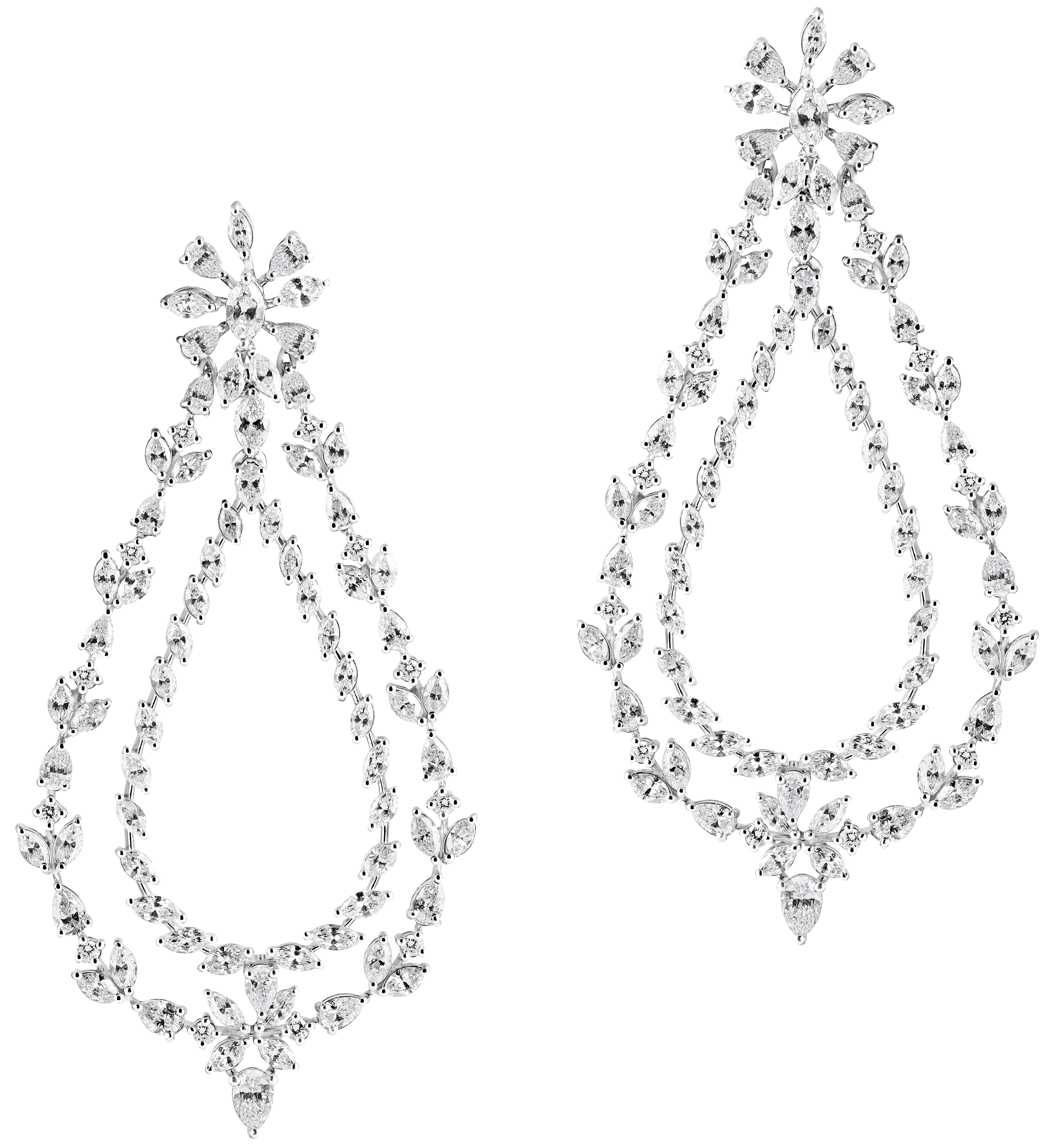 Mohar Pear Marquise Round Diamond Long Earring