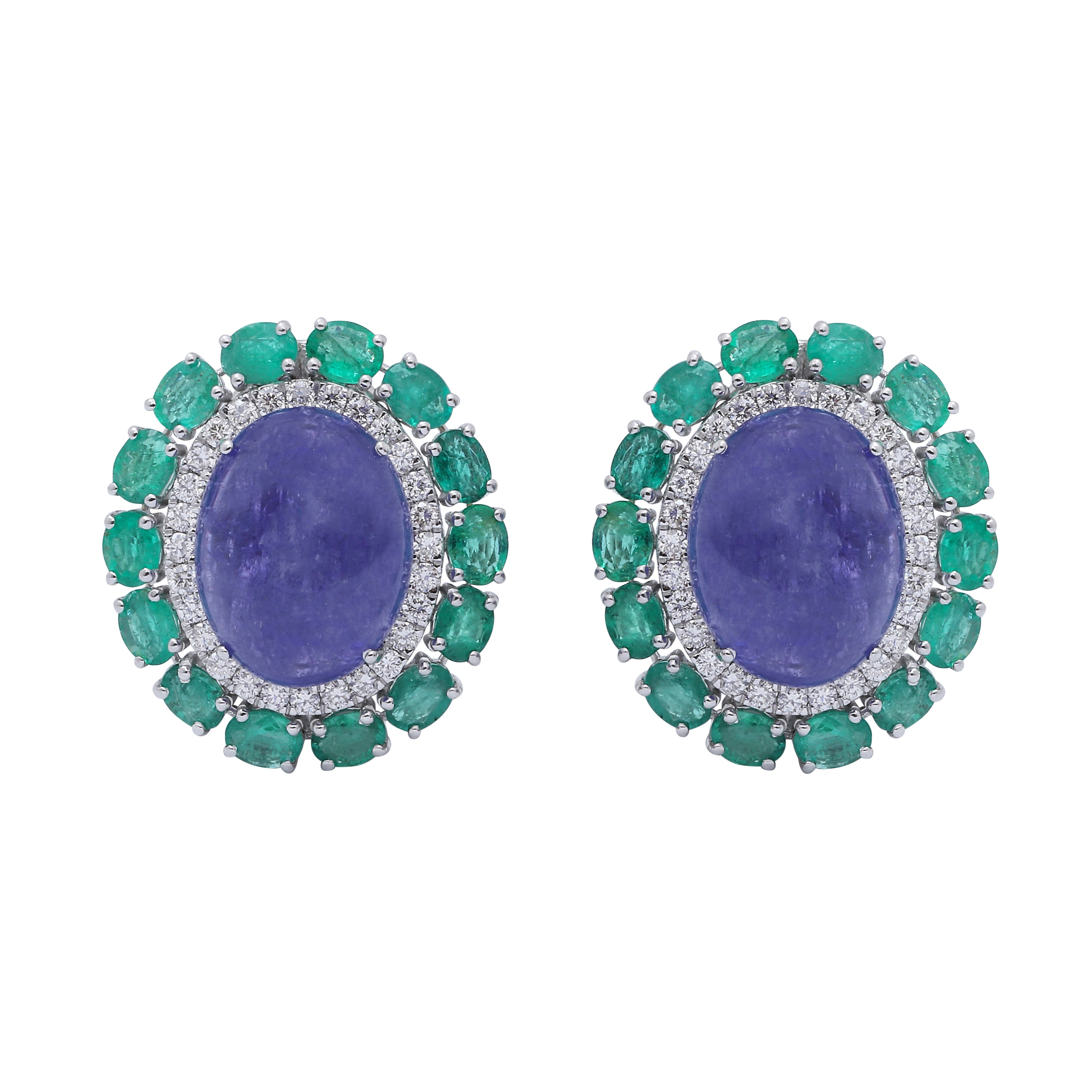 Tanzanite Oval Cab Earrings