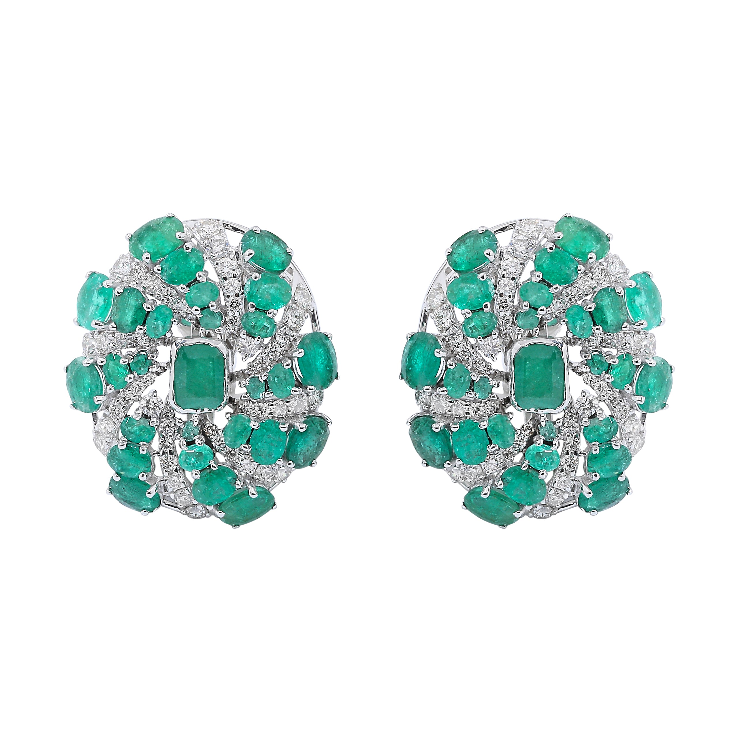 Emerald Oval Stud Earrings