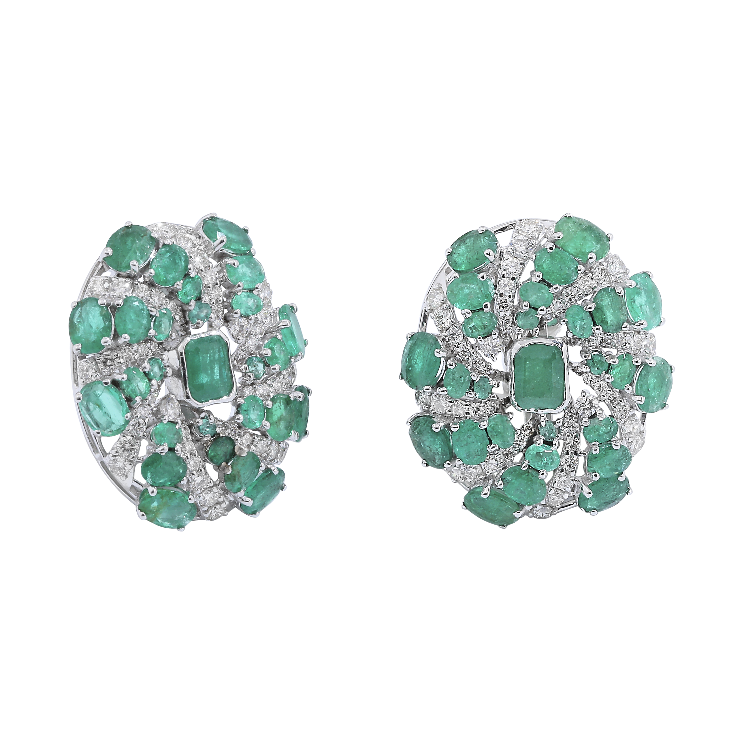 Emerald Oval Stud Earrings