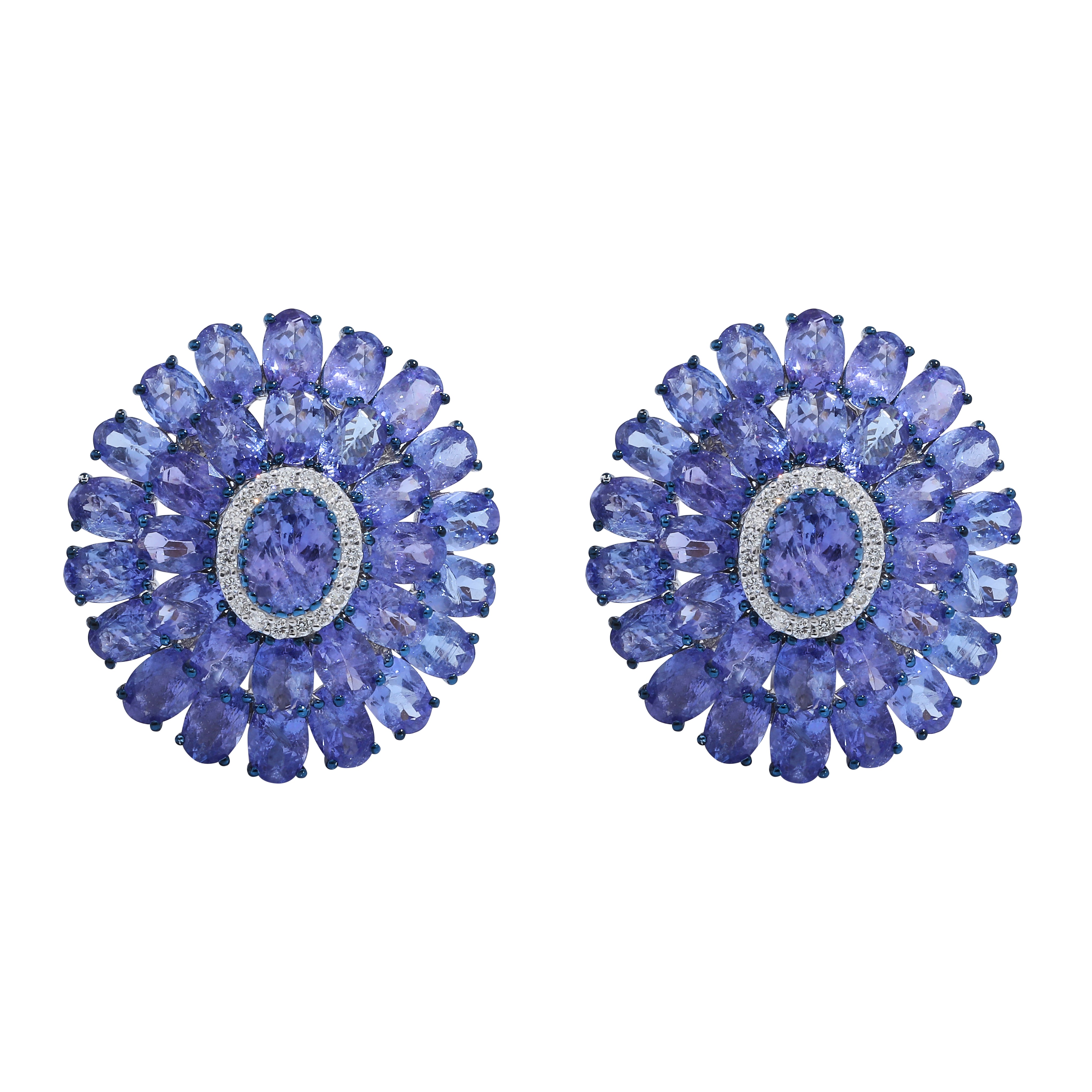 Tanzanite Round Diamond Stud Earrings