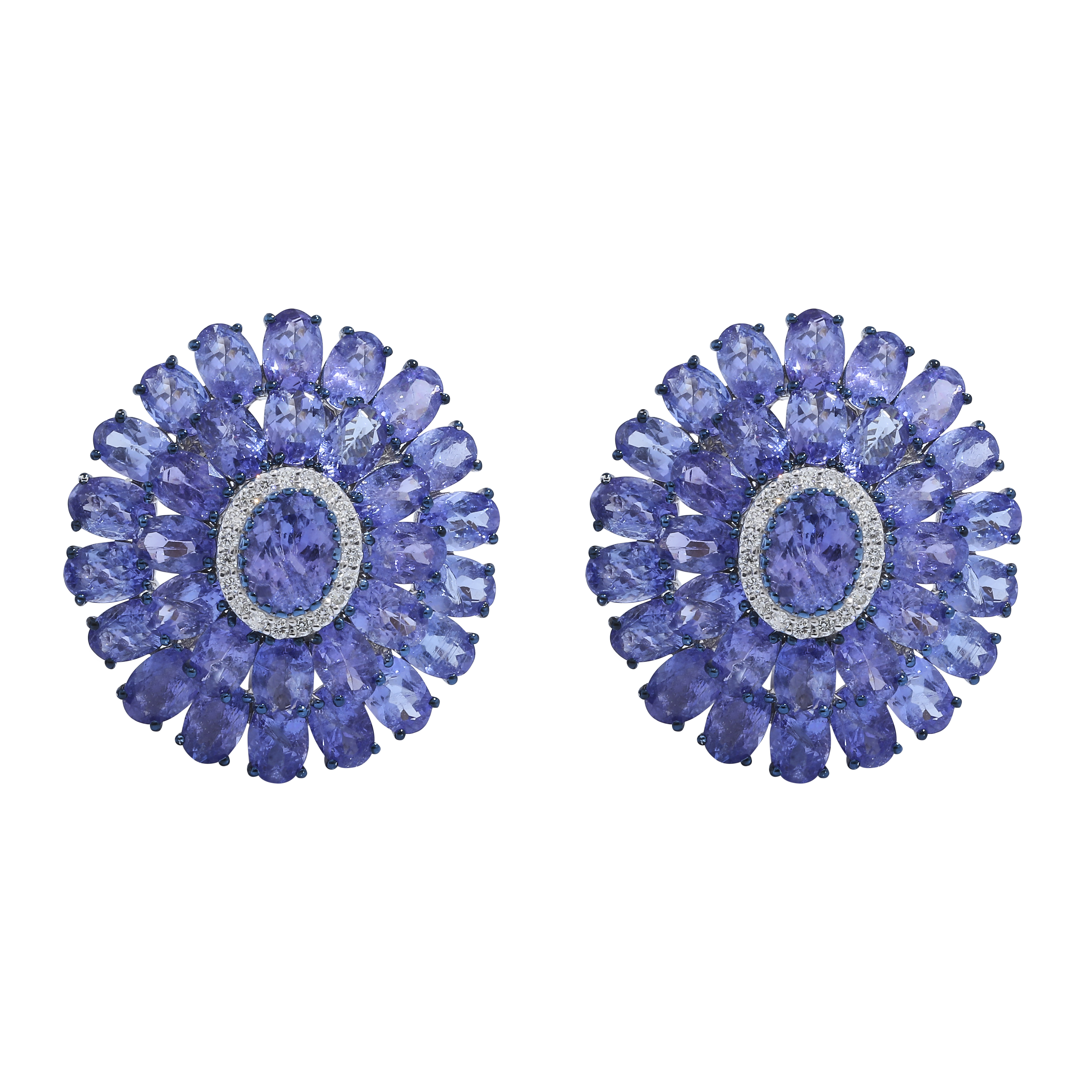 Tanzanite Round Diamond Stud Earrings