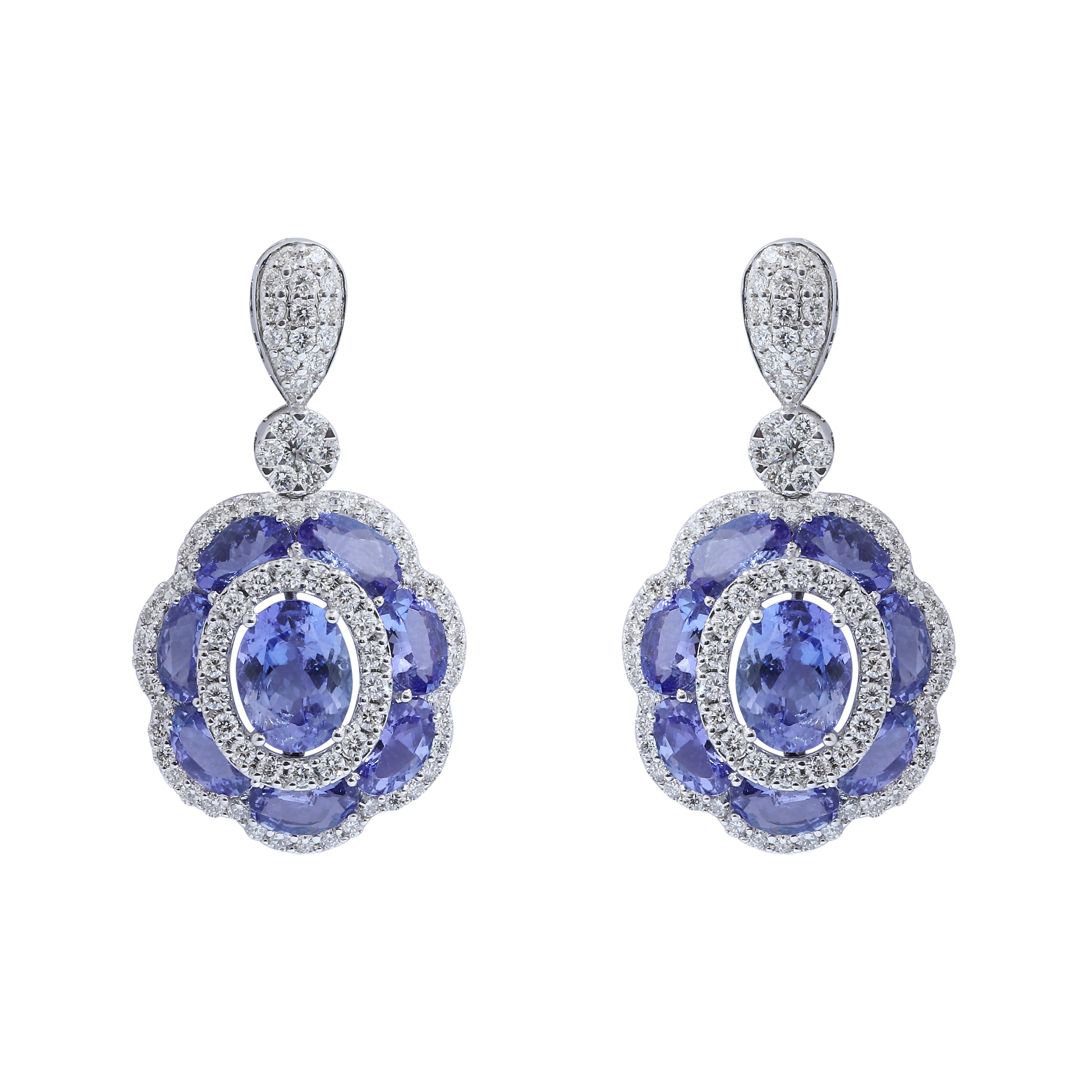 Tanzanite Gorgeous Oval Diamond Earrings