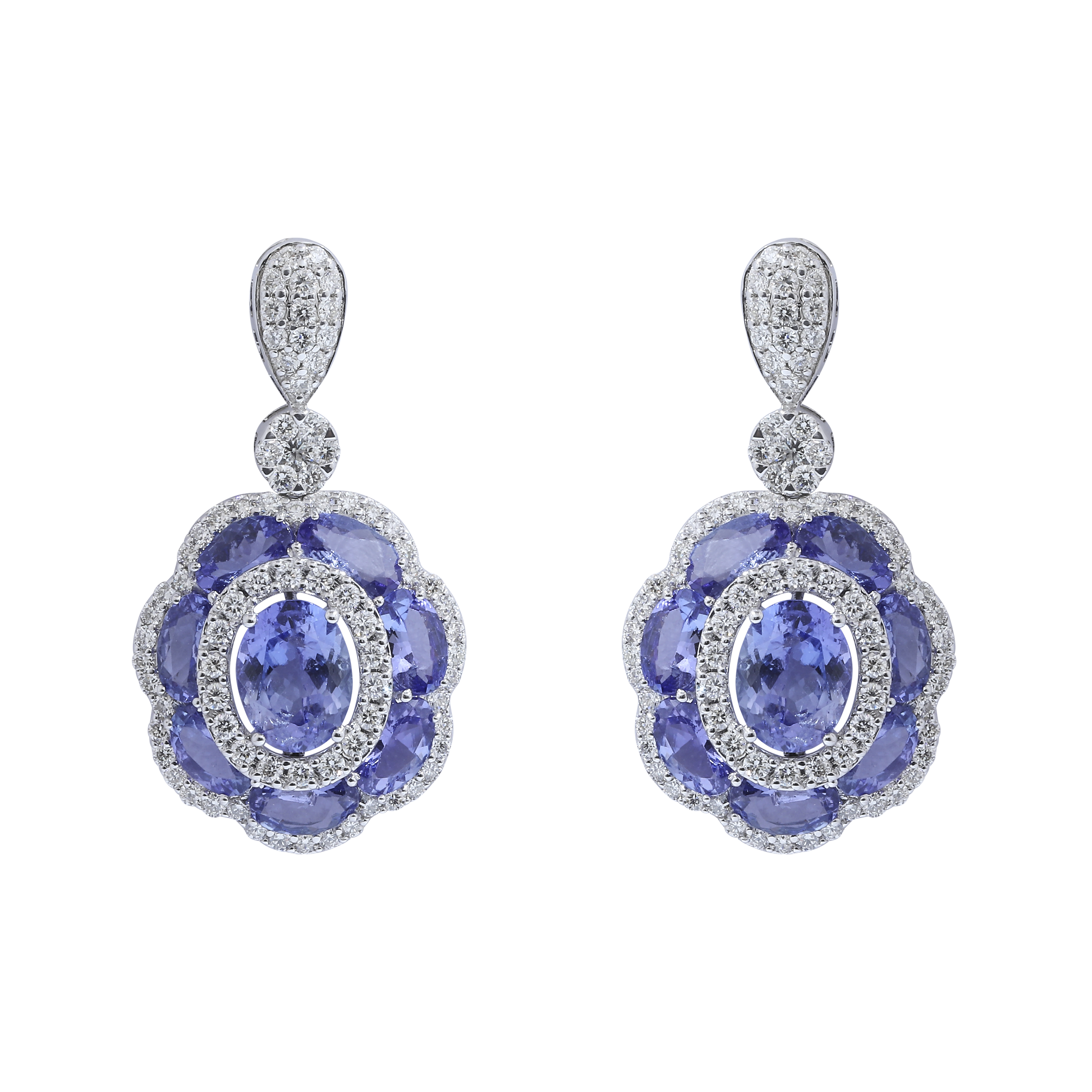 Tanzanite Gorgeous Oval Diamond Earrings