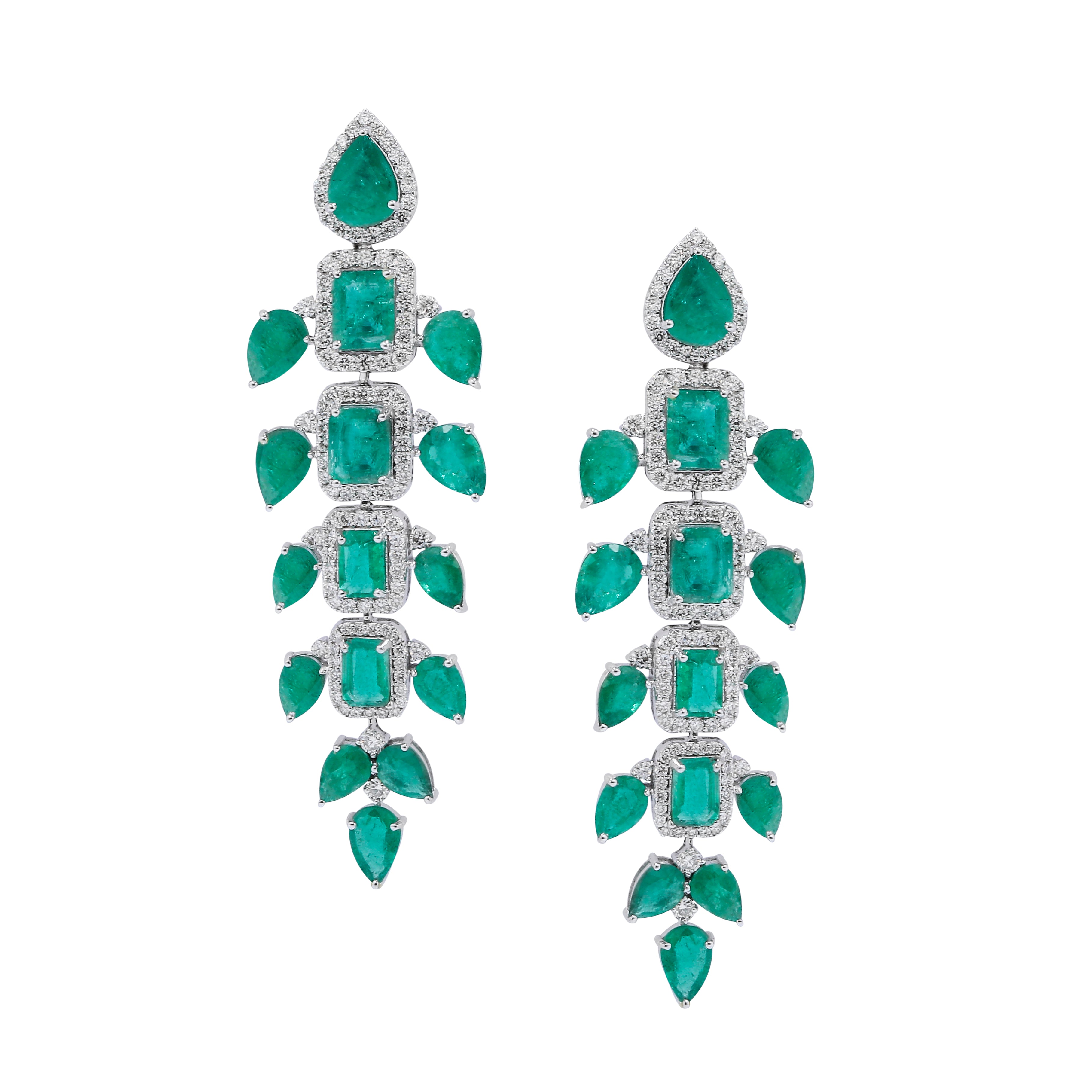 Emerald Diamond Dangler Earrings