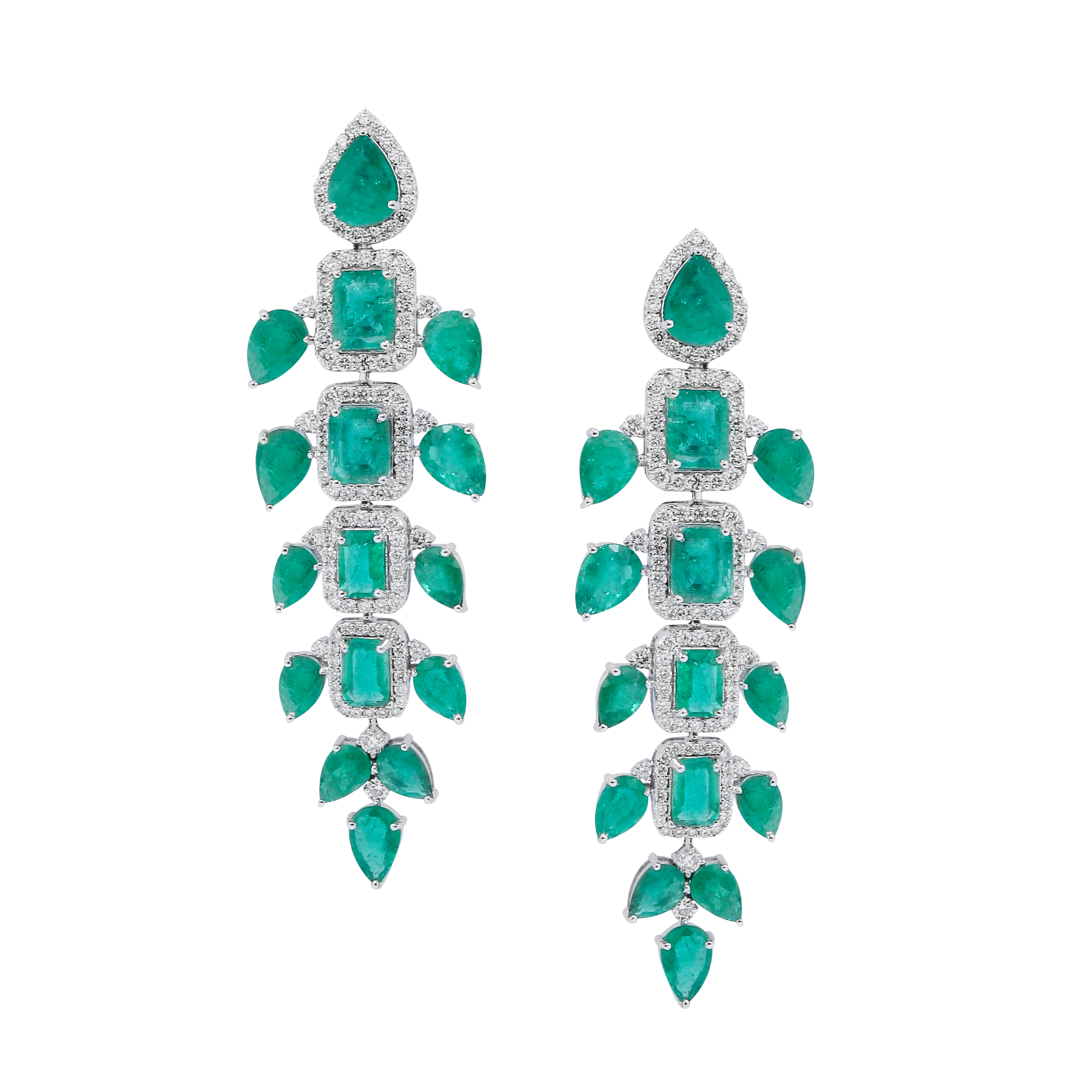 Emerald Diamond Dangler Earrings