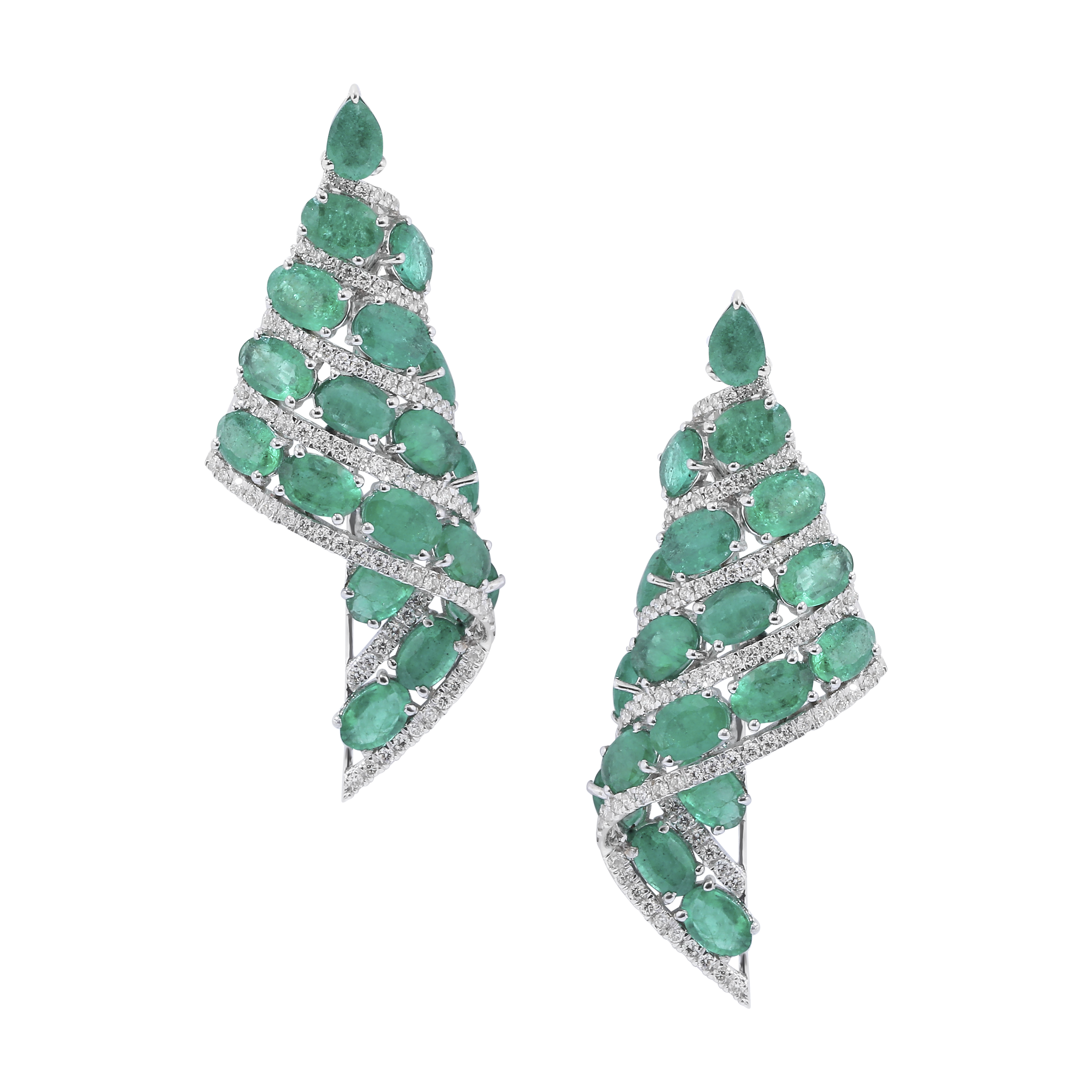 Emerald Pear Diamond Earrings