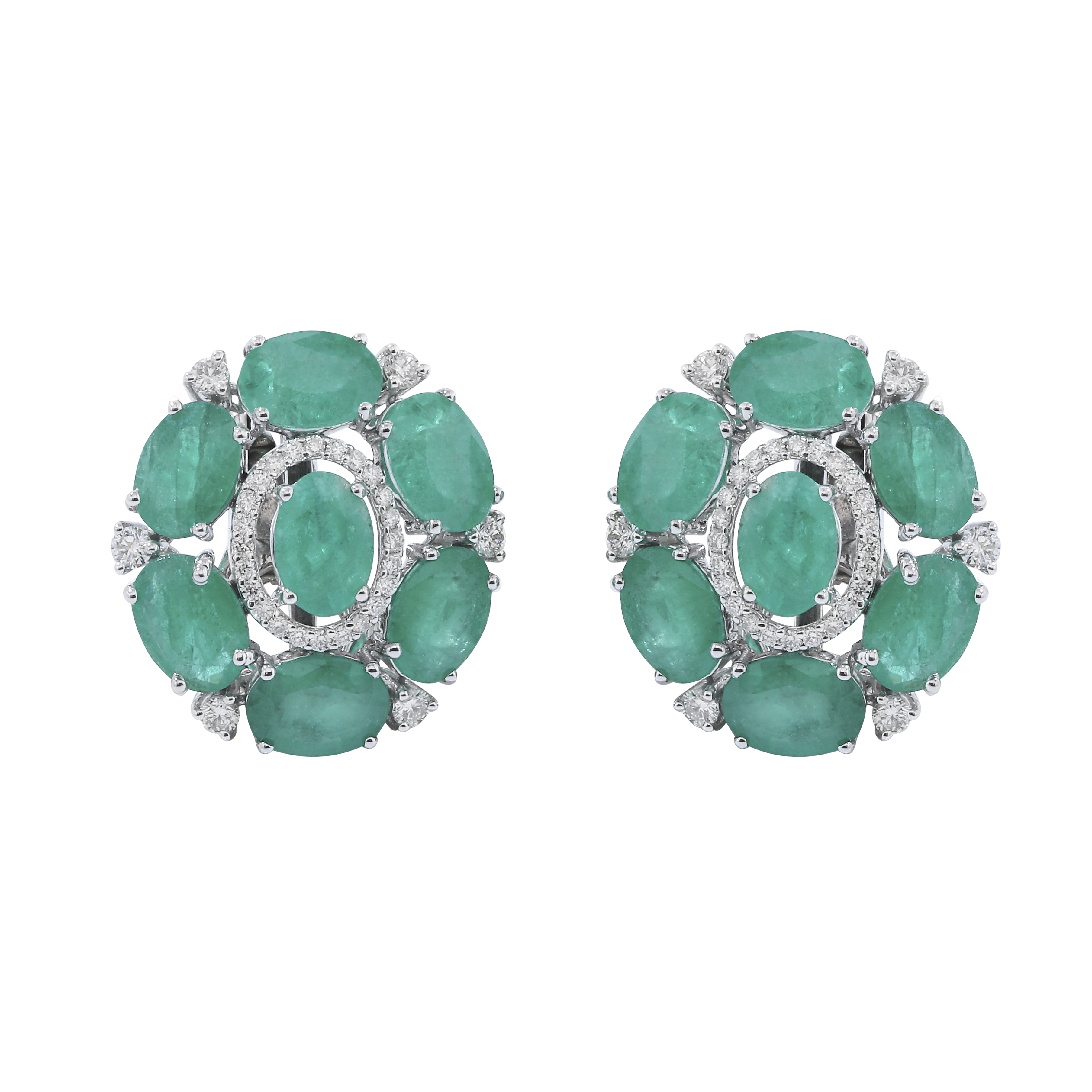 Mohar Emerald & Diamond Orb Studs