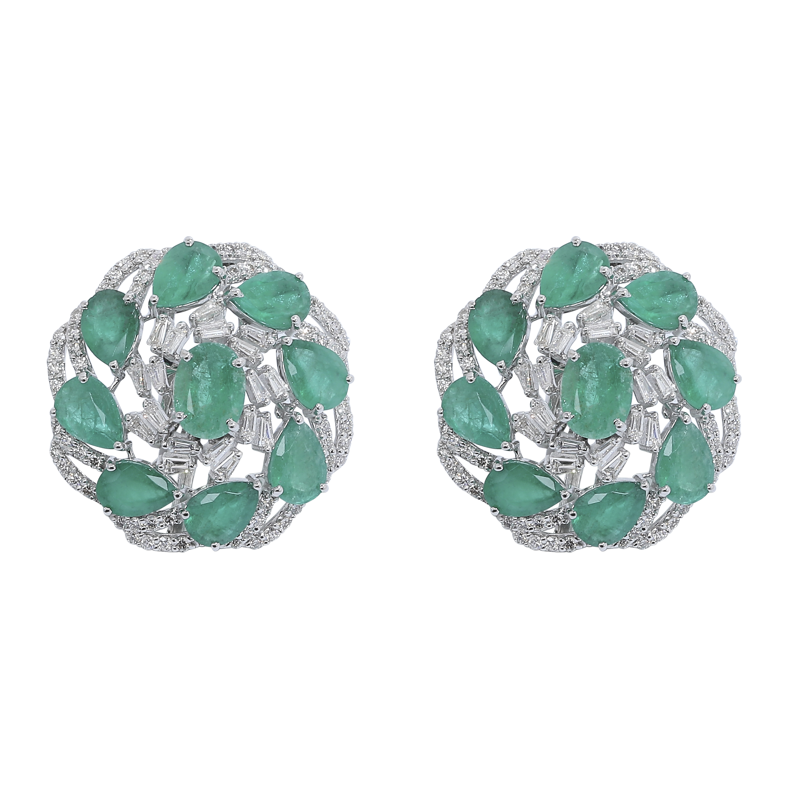 Mohar Emerald & Diamond Halo Studs