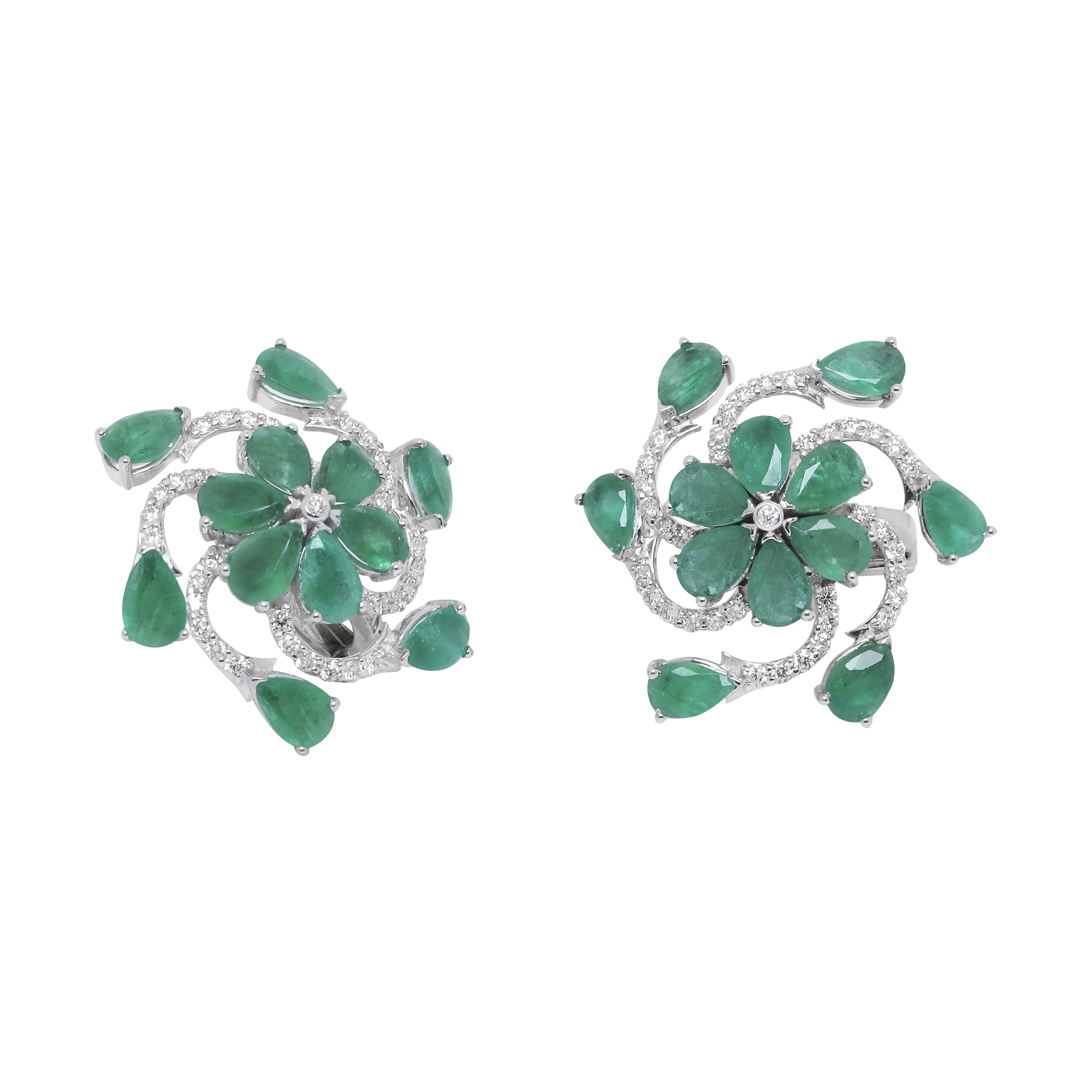 Emerald Brilliant Star Pear Earrings