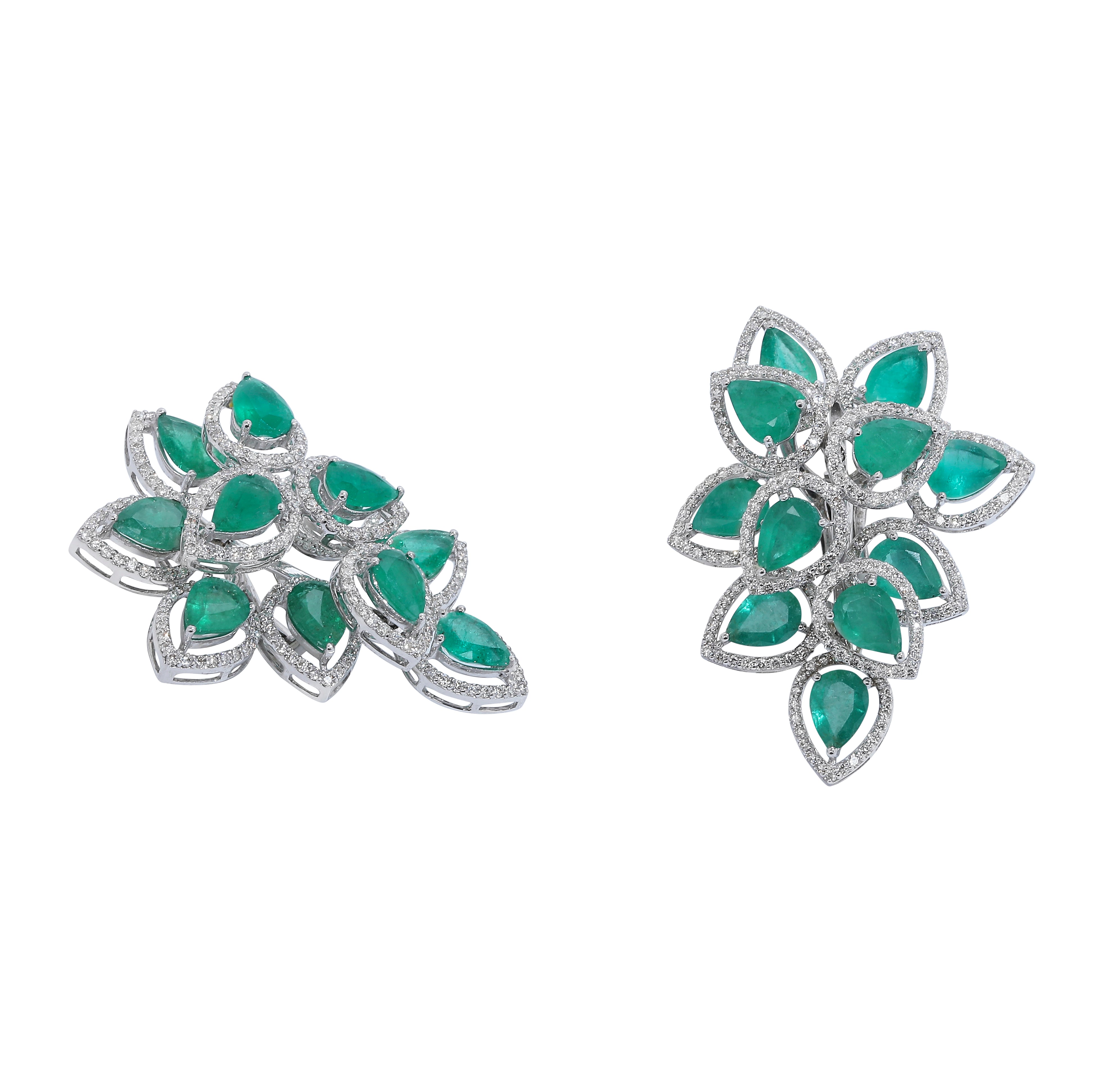 Emerald Dangler Pear Earrings