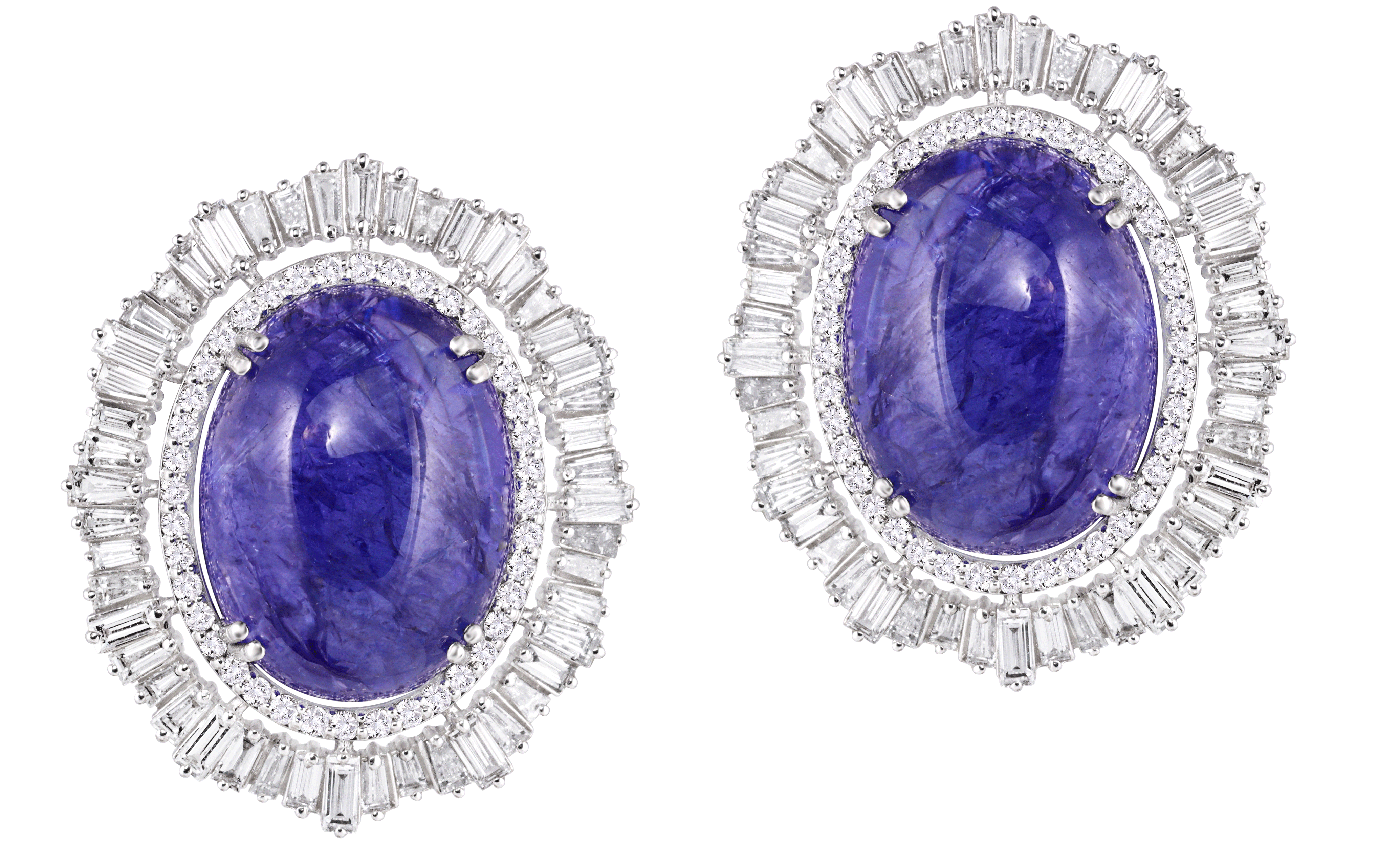 Tanzanite Oval Diamond Earrings