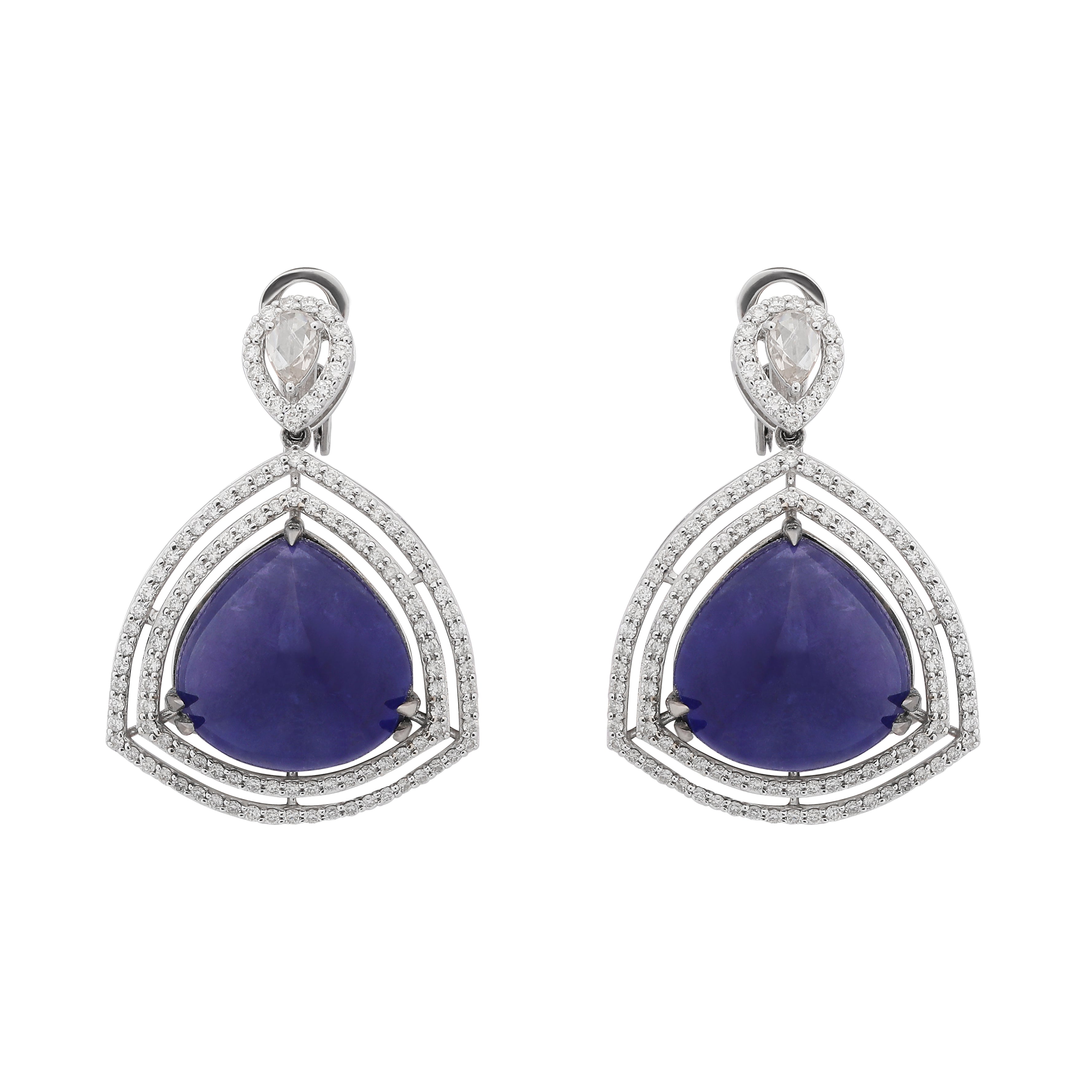 Tanzanite Fancy Rose Cut Diamond Earrings