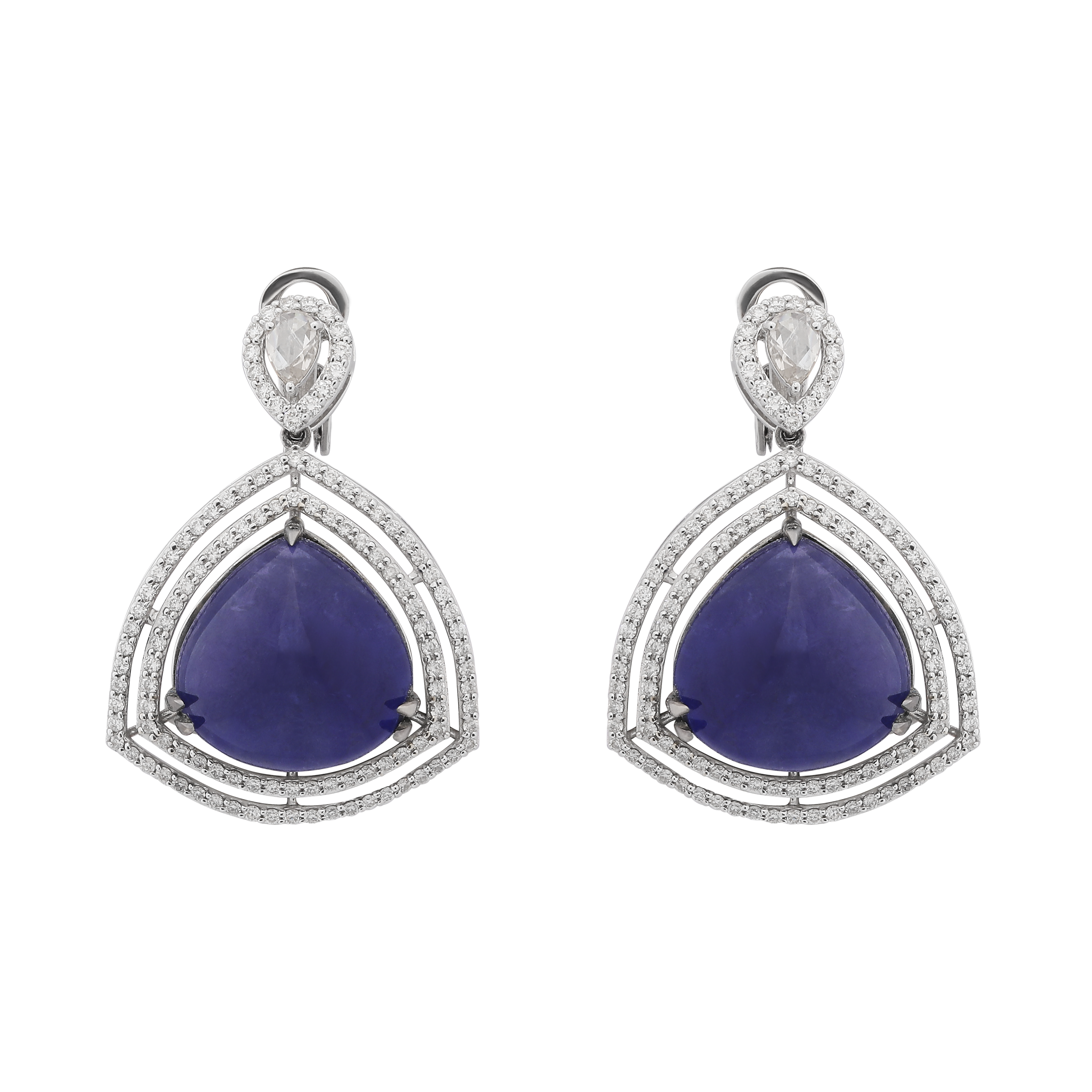 Tanzanite Fancy Rose Cut Diamond Earrings