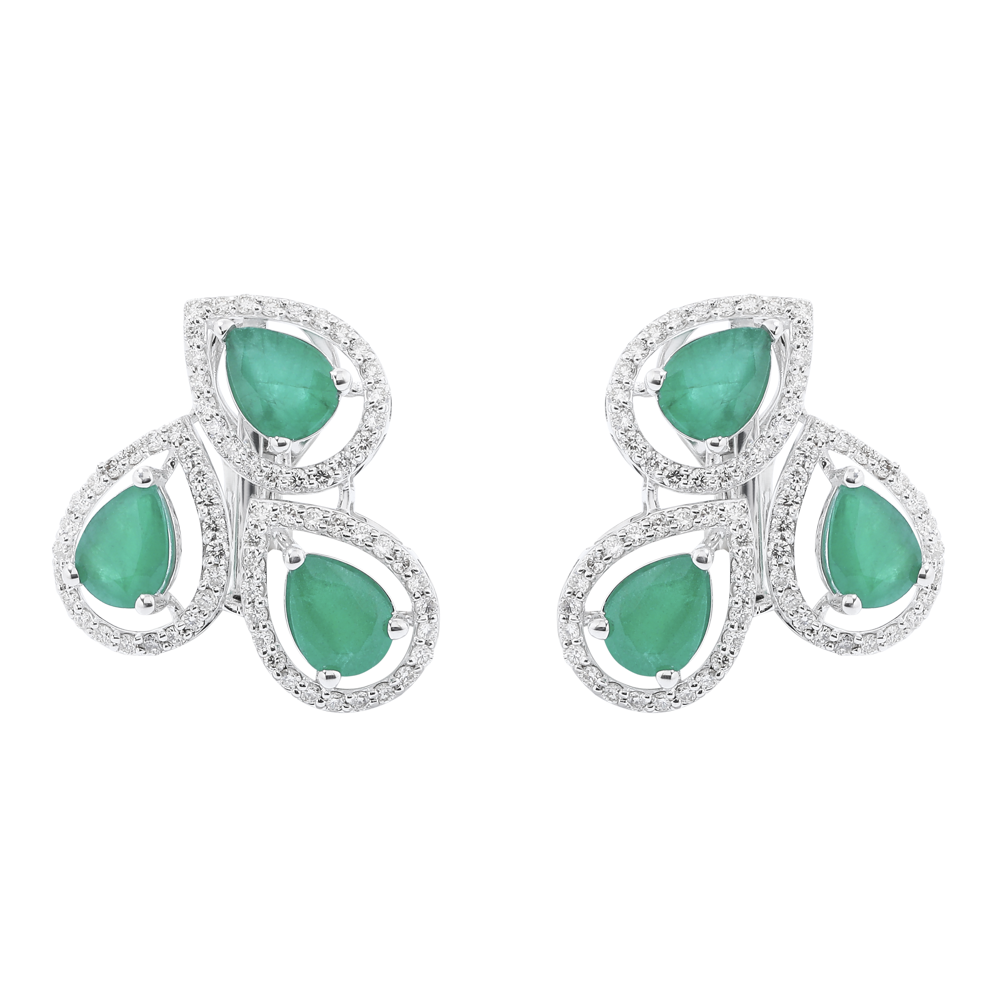 Emerald Embellished Pear Diamond Earrings