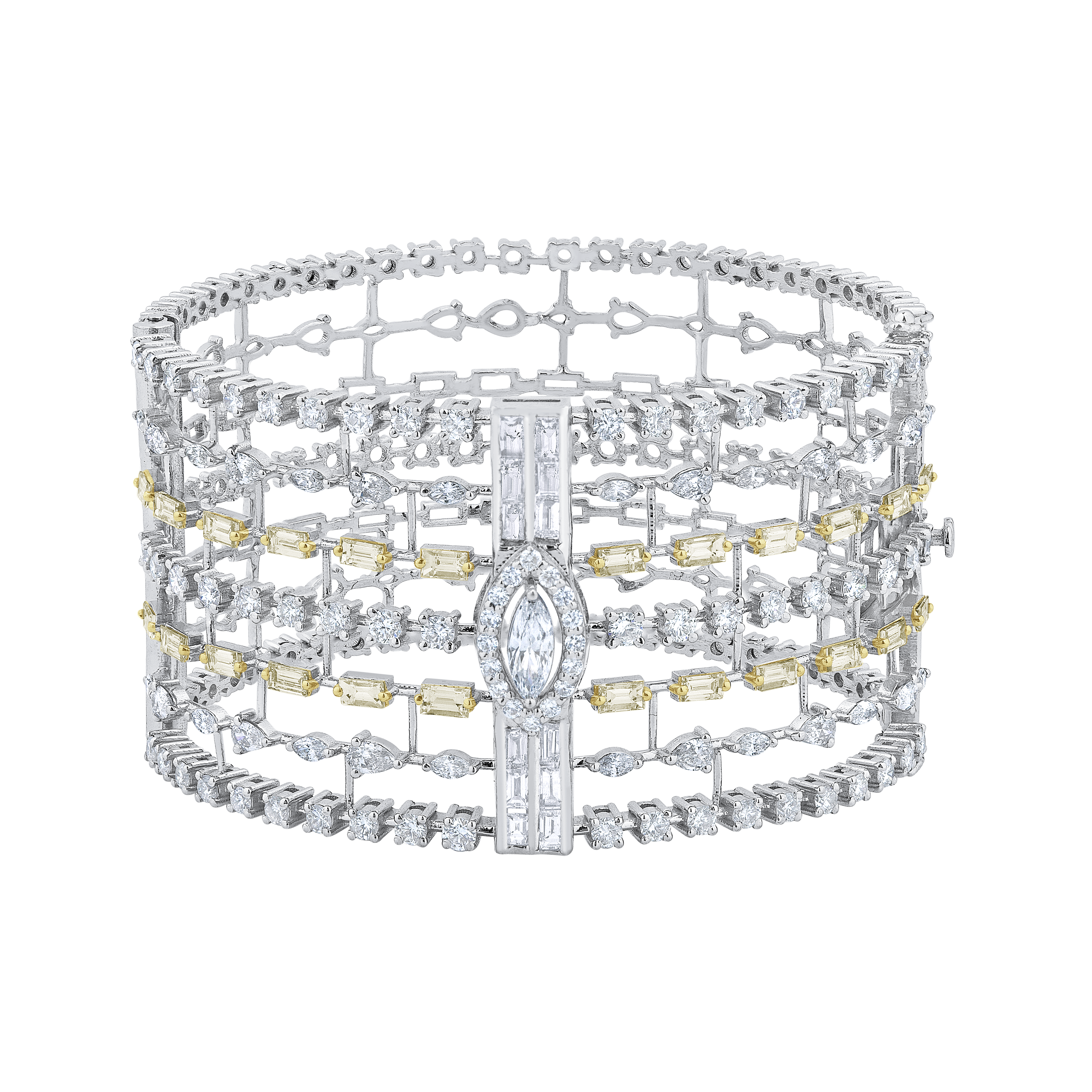 Baguette Yellow And White Pear Marquise Diamond Bracelets