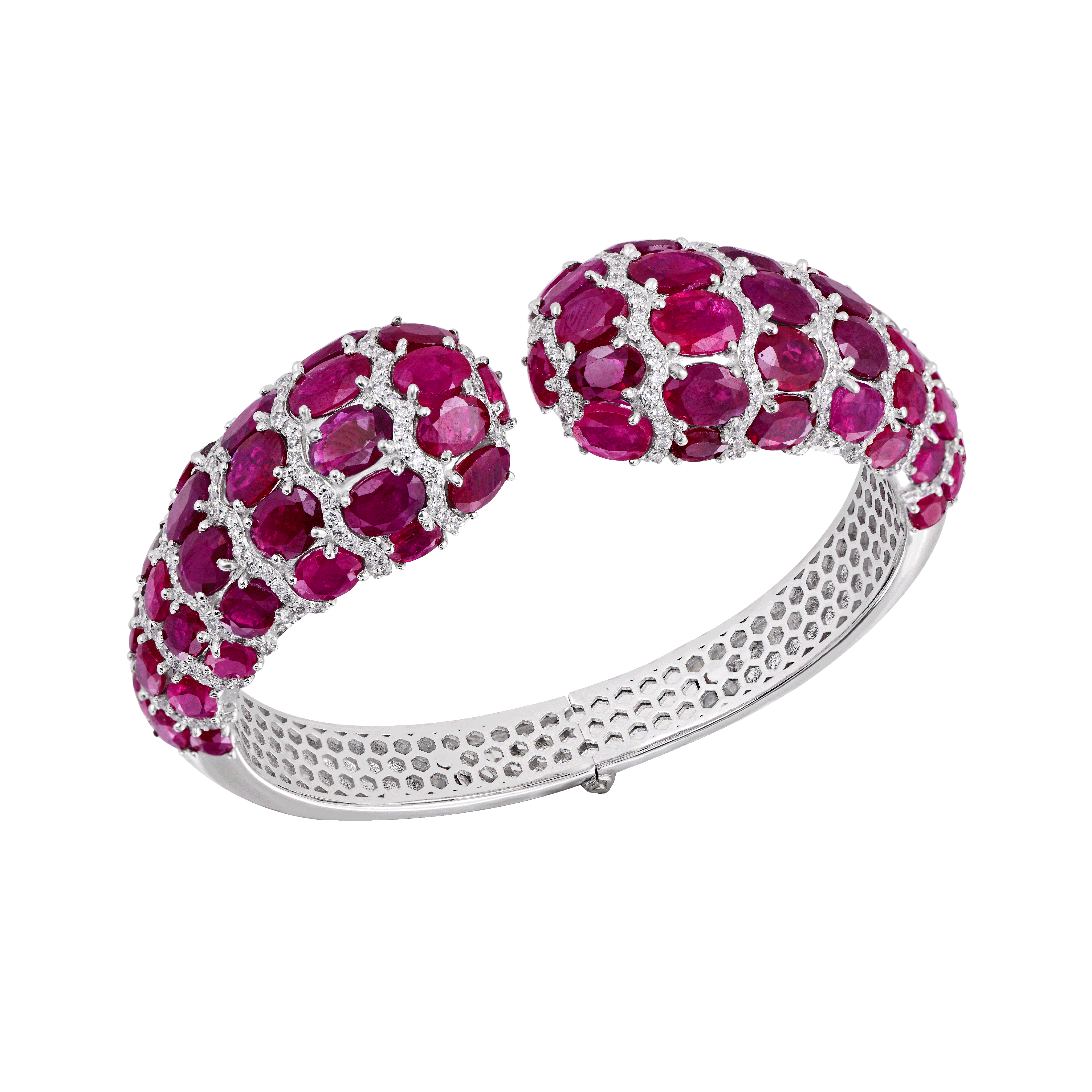 Mohar Mozambique Ruby & Encrusted Diamond Bangle Cuff