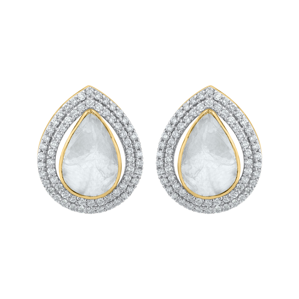 Polki Tear Drops Diamond Earrings