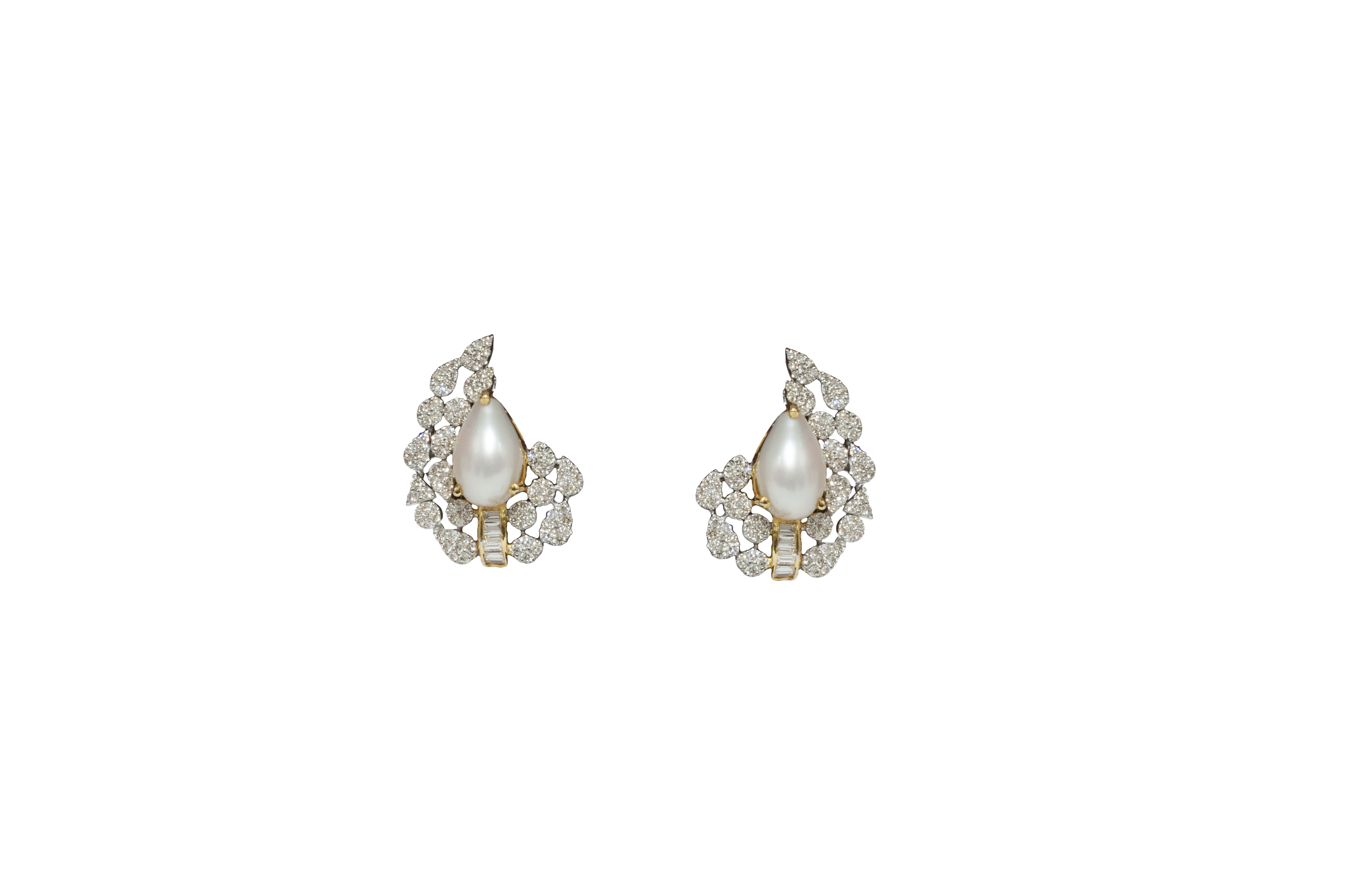 Pearl Pressure Setting Studs Earrings