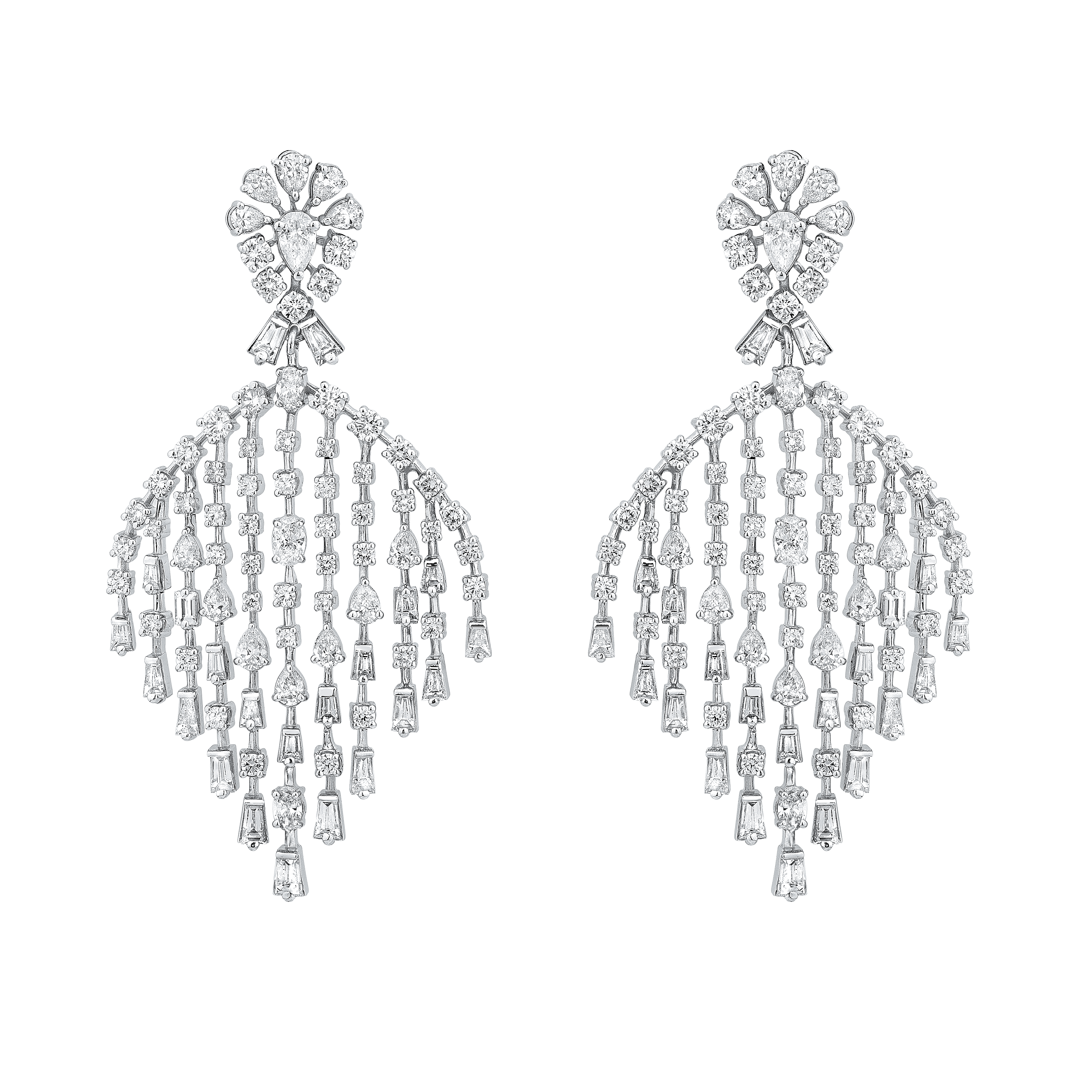 Baguette Long Chandbali Diamond Earrings