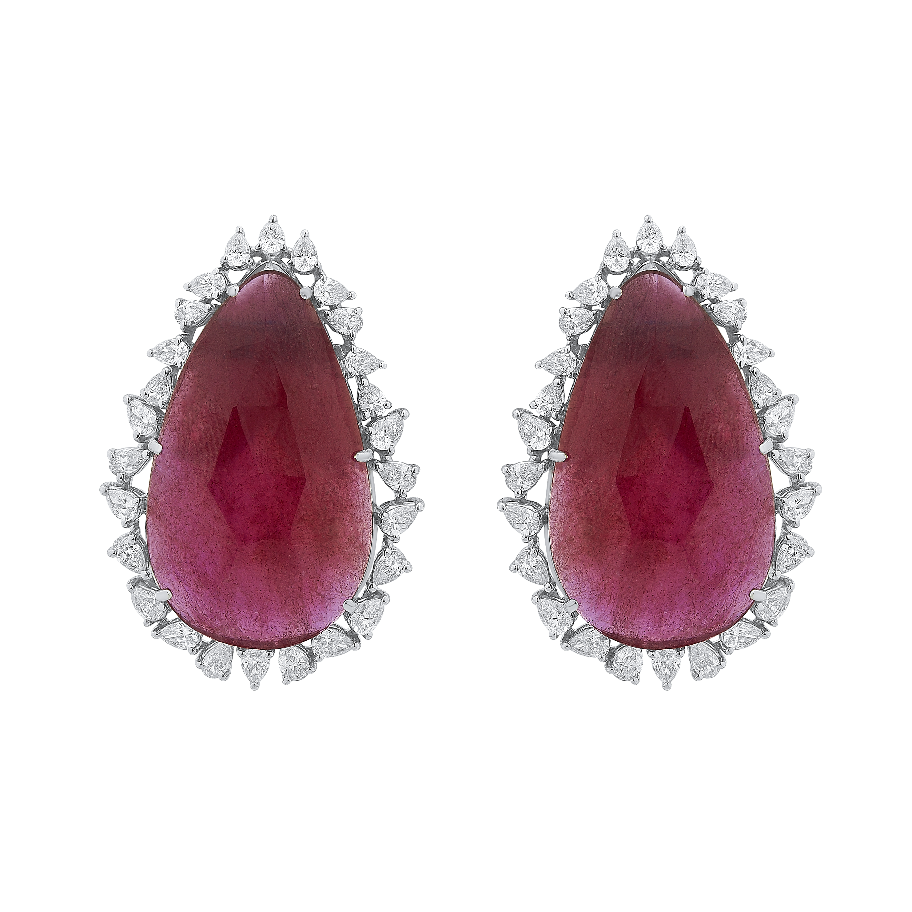 Ruby & Pear Shape Diamond Studs