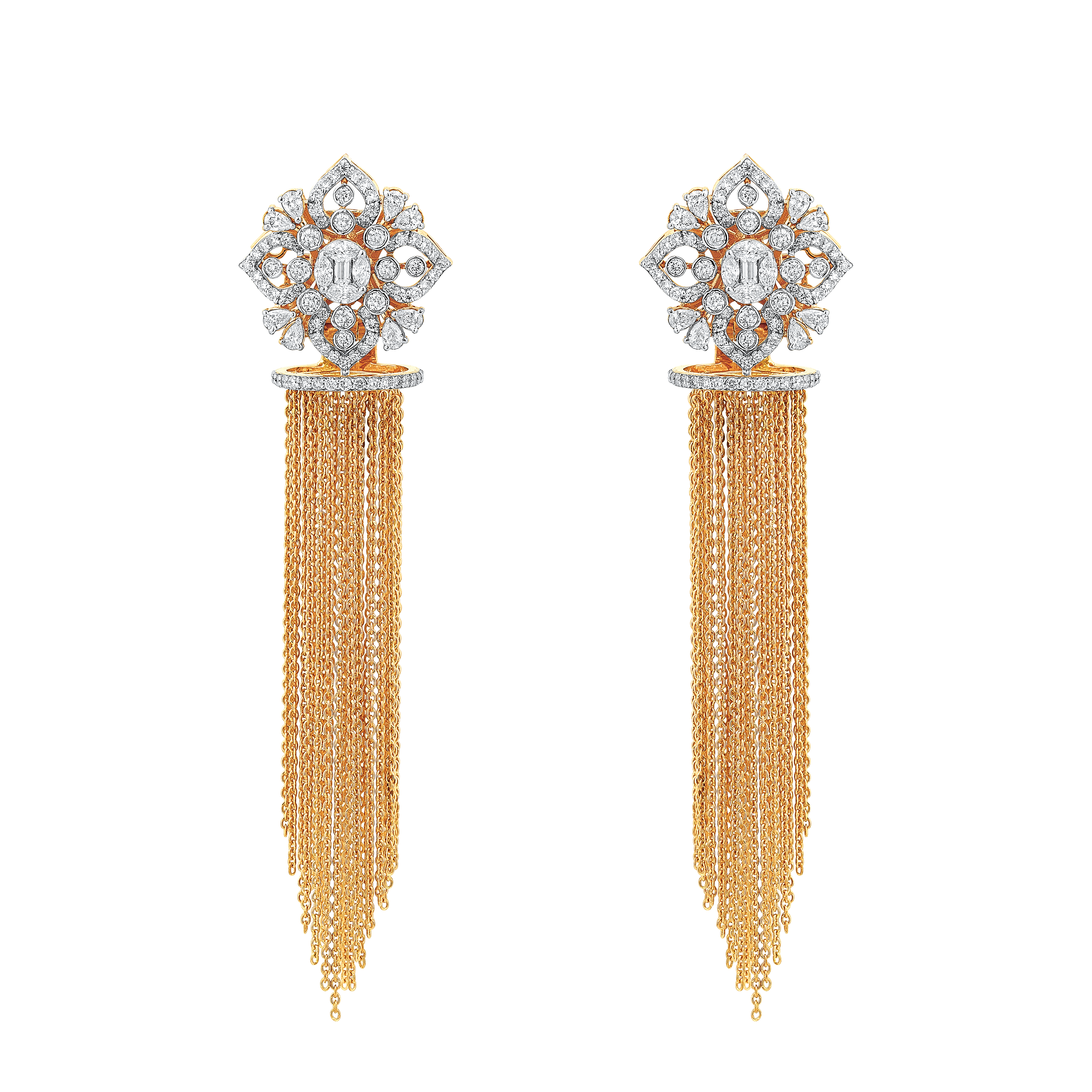 Pear Marquise Chain Long Earring With Diamond  Earrings