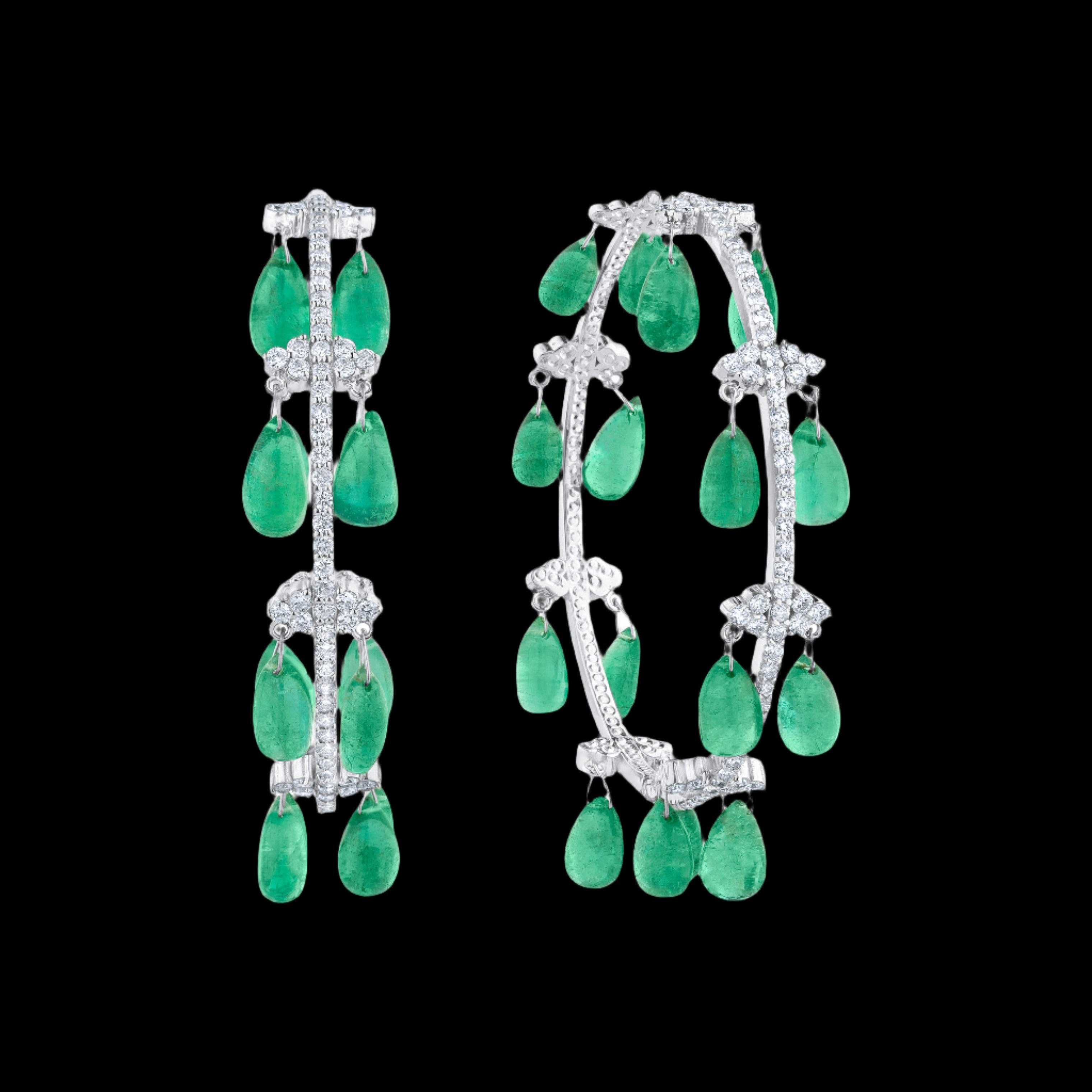 Emerald Drop Diamond Hoops