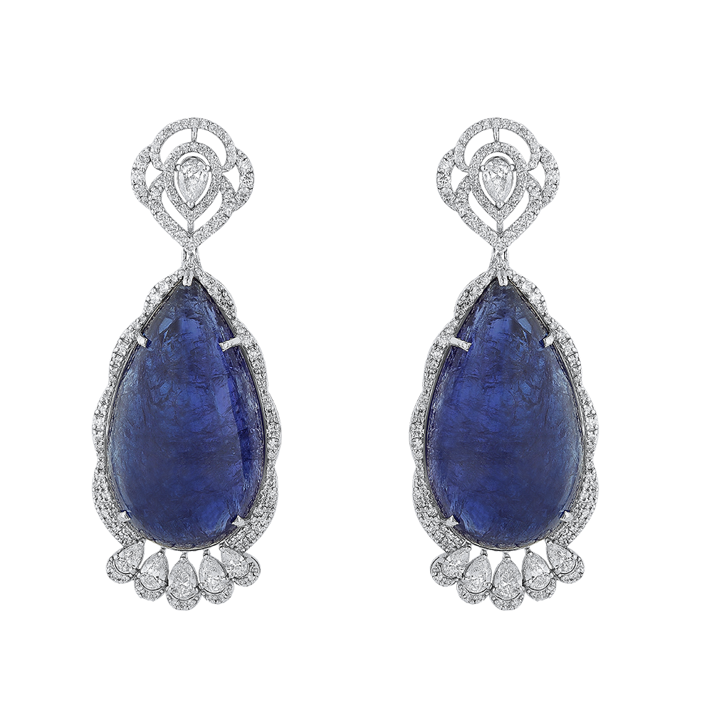 Tanzanite Diamond Pear Marquise Earrings