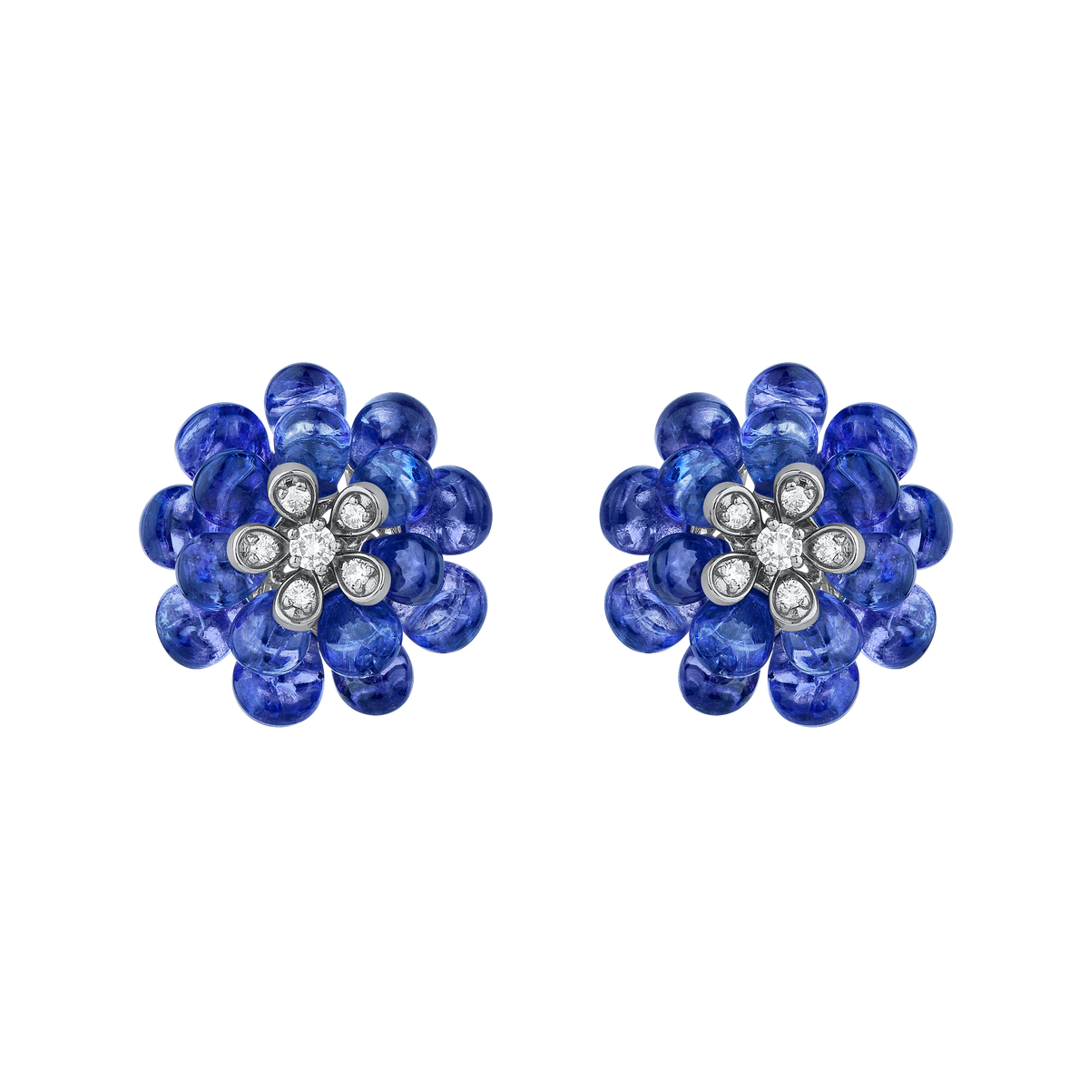 Tanzanite Badamcha Diamond Earrings by Mohar Fine Jewellery