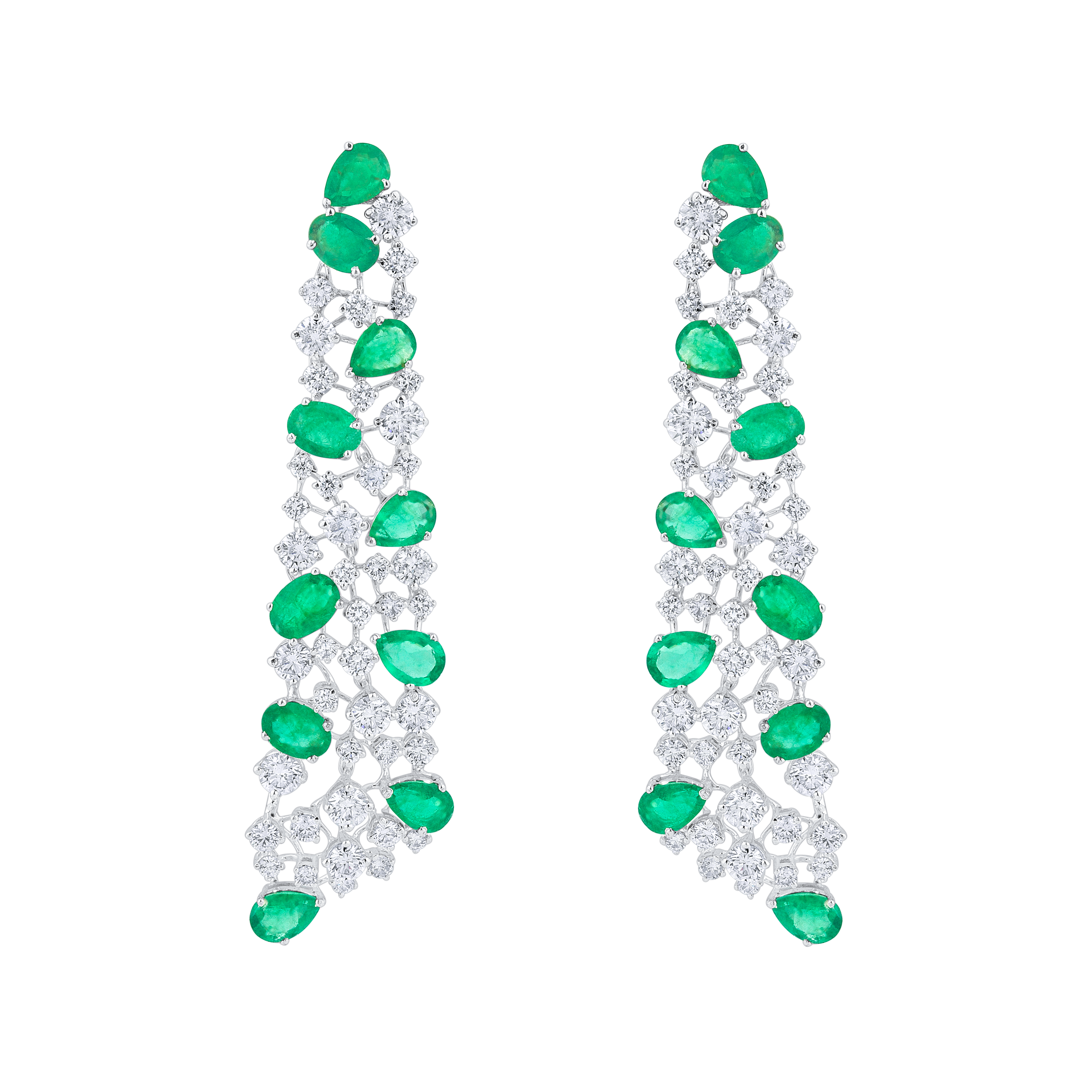 Emerald Oval & Pear Shape Earrings