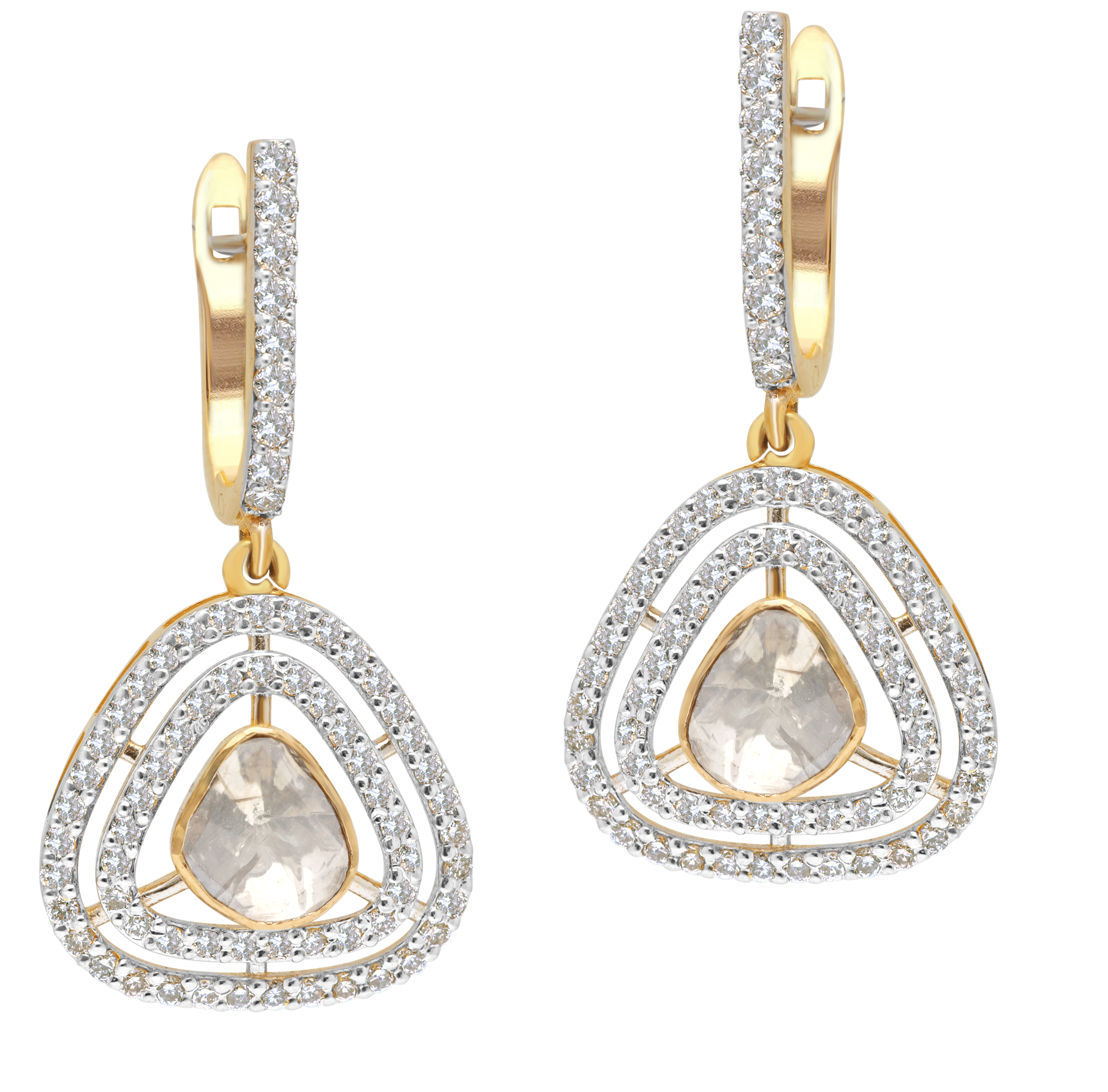 Mohar Triangle Shape Polki Bali Earring