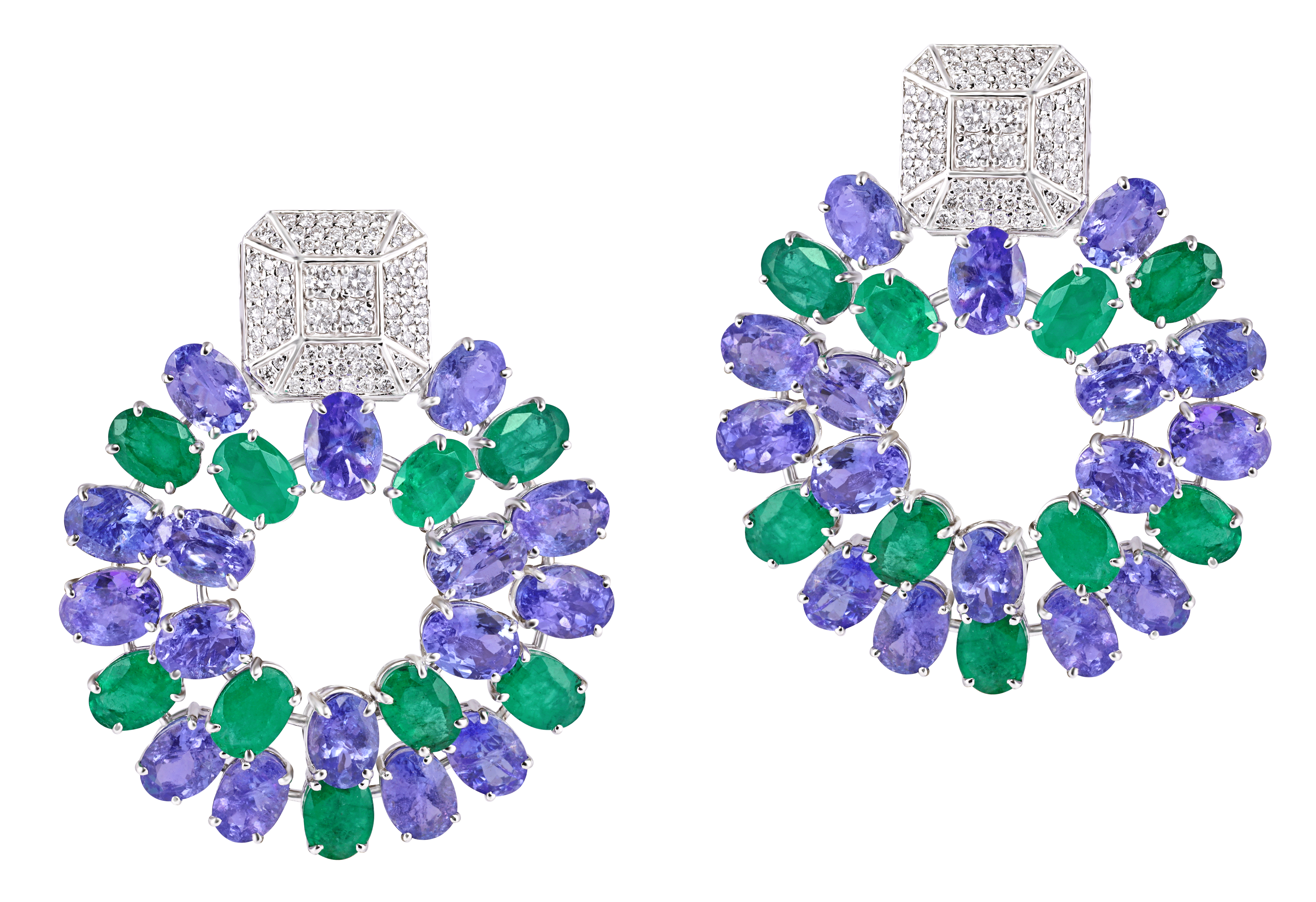 Mohar Emerald & Tanzanite Diamond Studs Earring