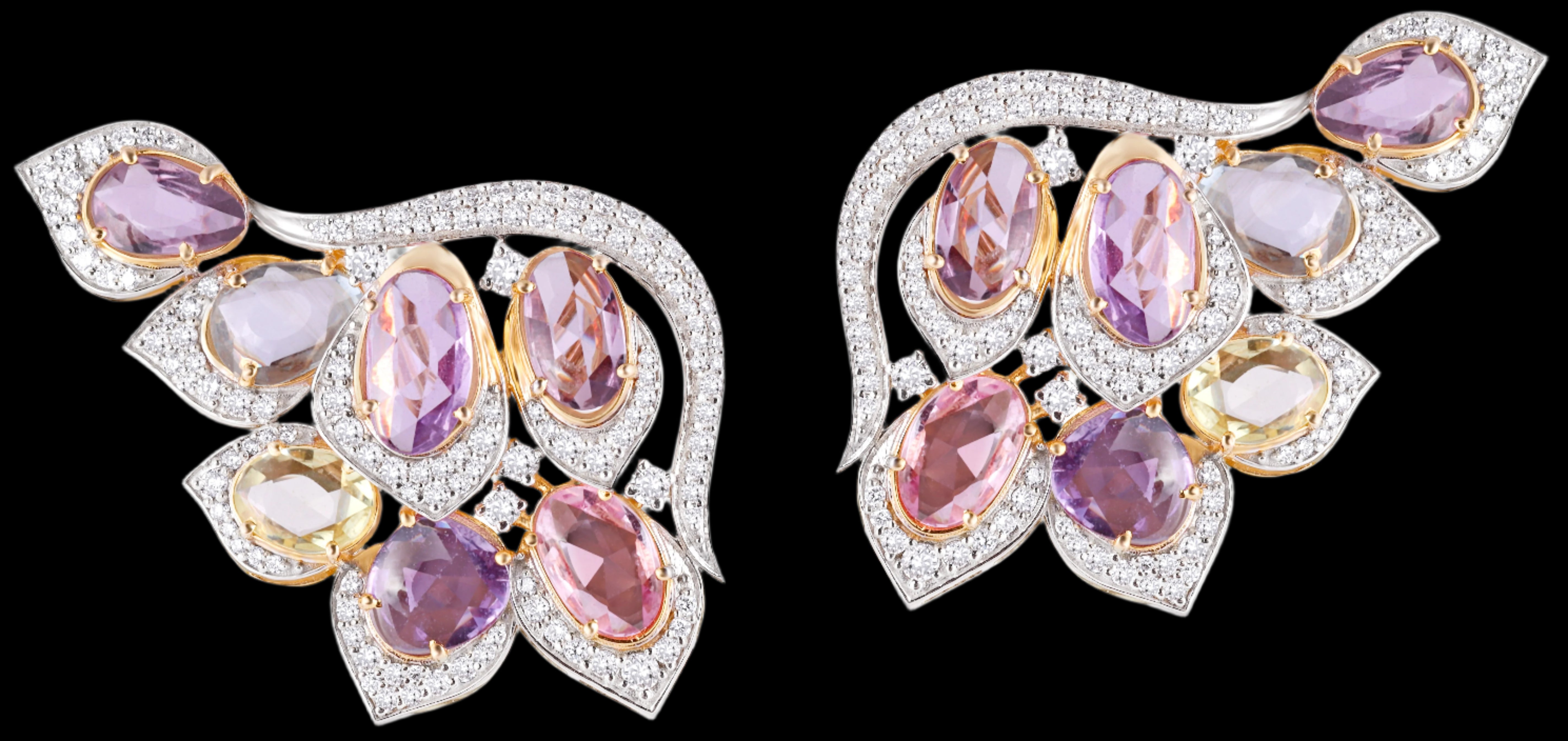 Mohar Multi Sapphire Diamond Stud Earring