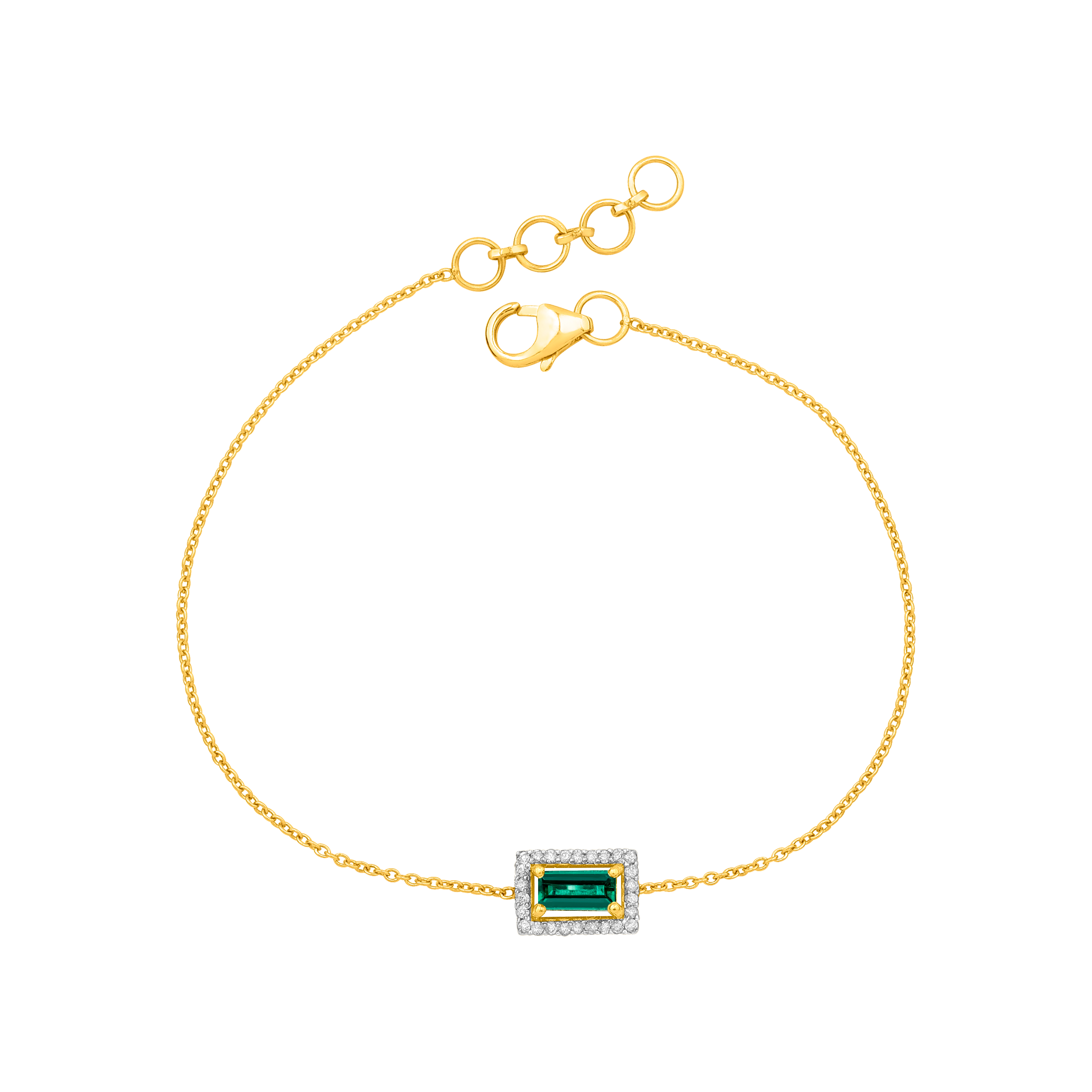 Emerald Diamond Border With Emerald Chain Bracelets