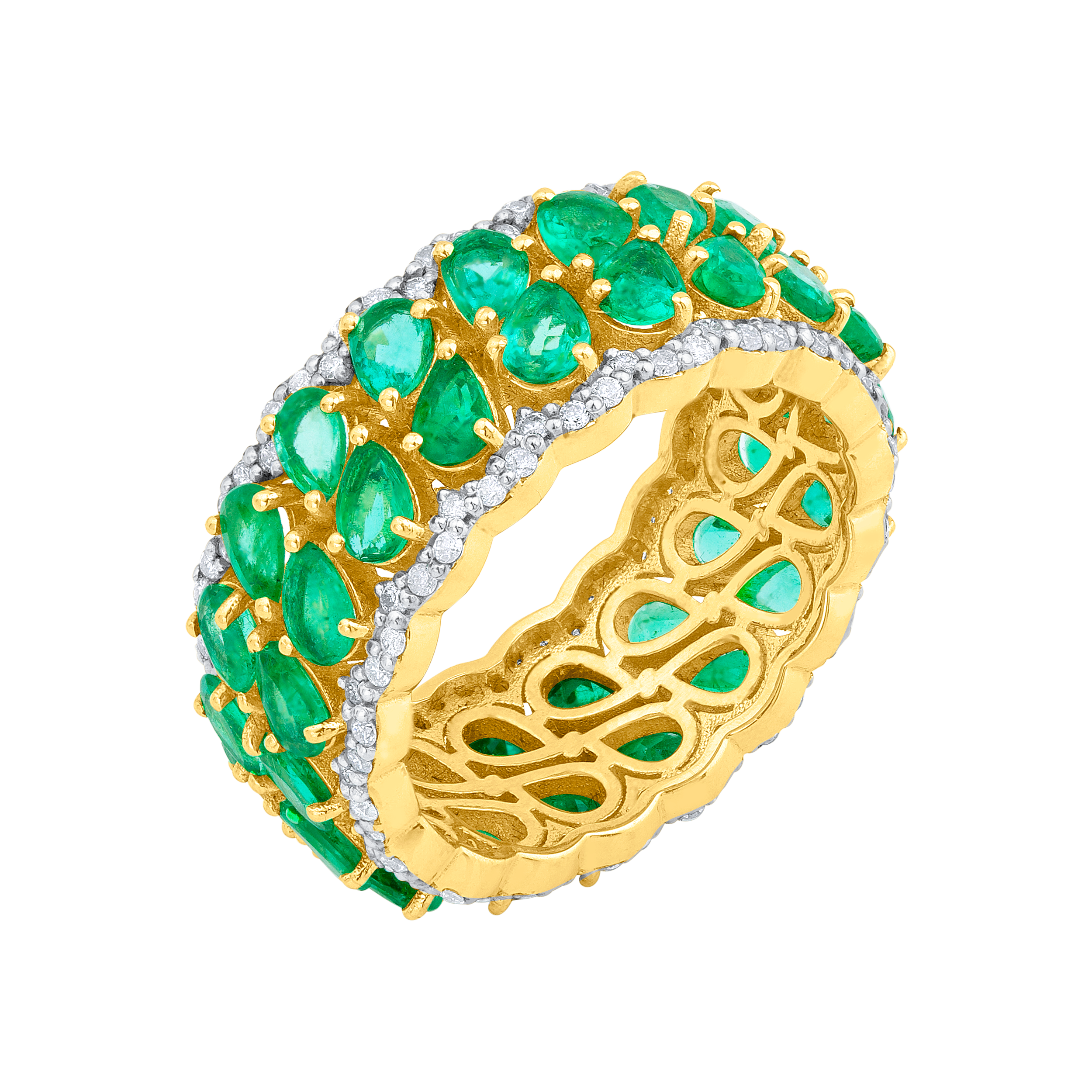 Emerald Pear Eternity Rings