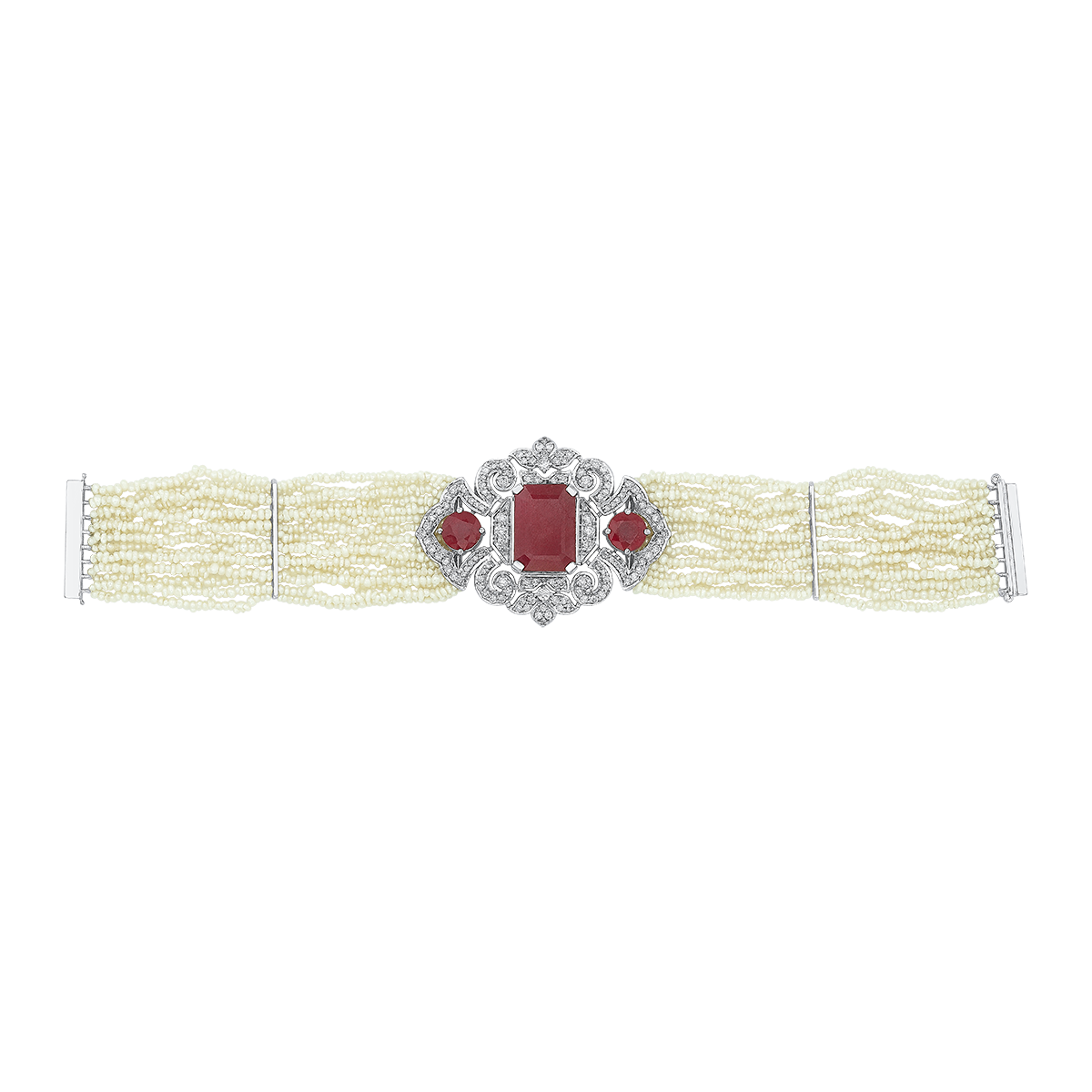 Ruby Pearl Stone Diamond Bracelets