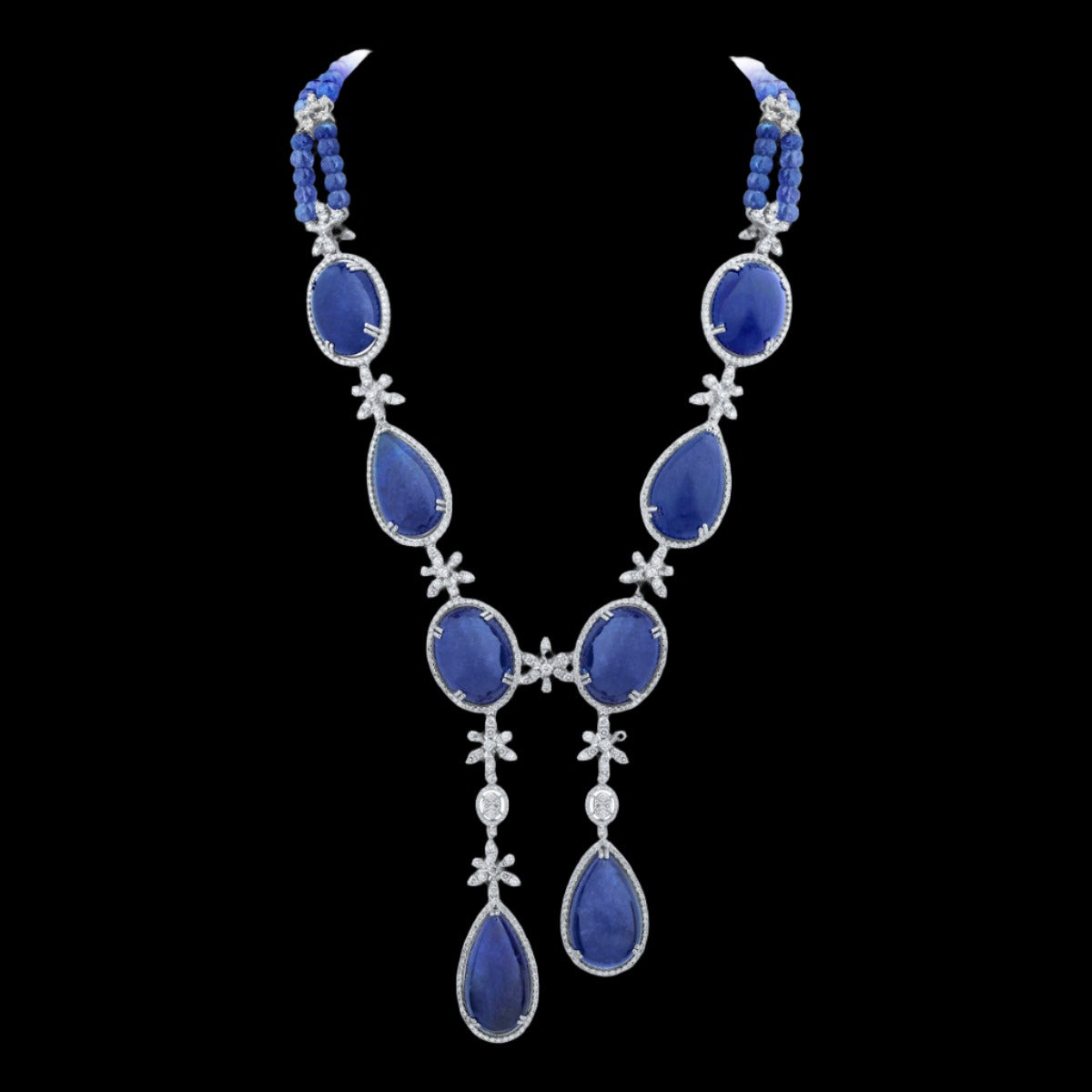 Tanzanite Beads Diamond Necklace