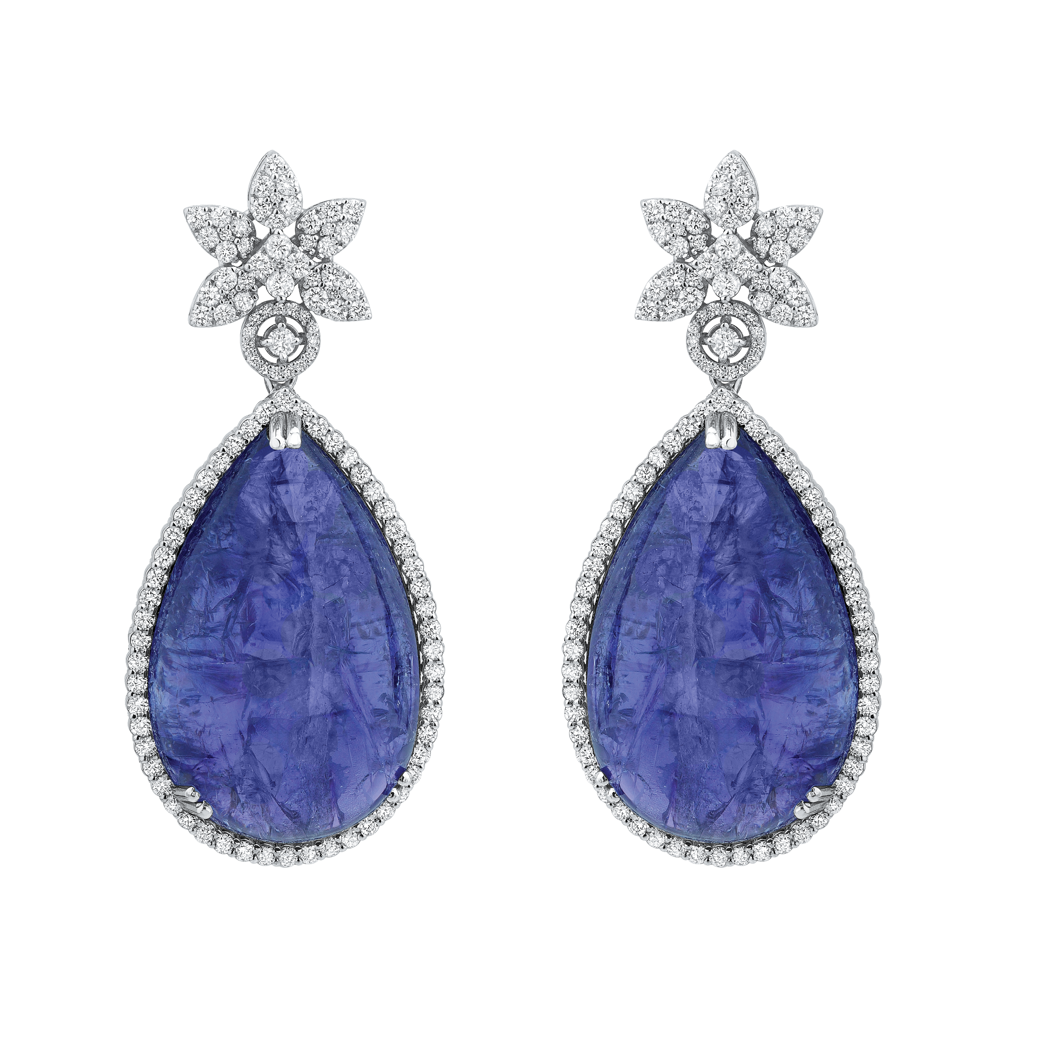 Tanzanite Pear Shaped Drop Earrings