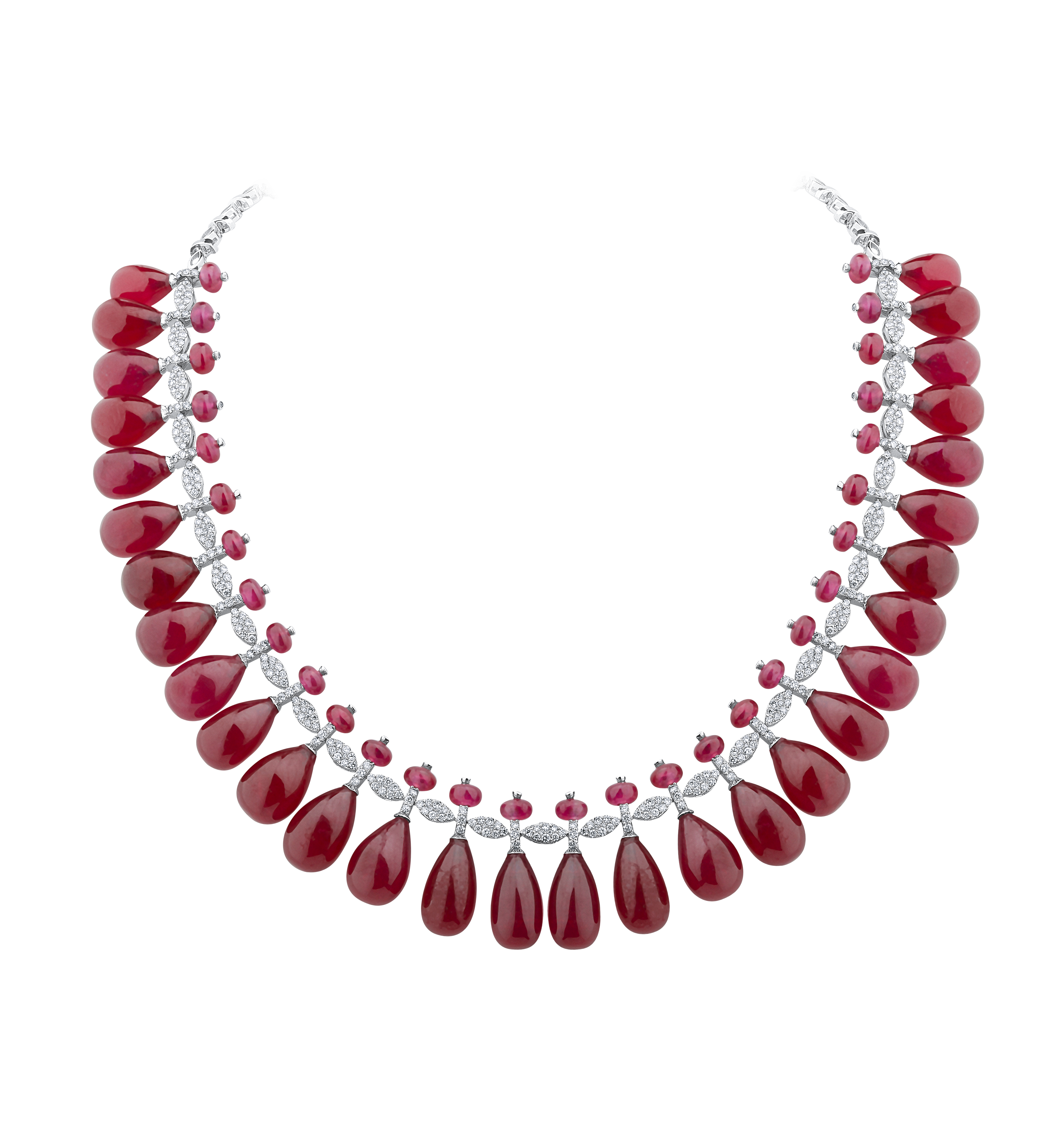 Ruby Drop With Diamond Necklaces