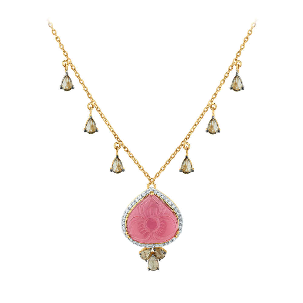 Tourmaline And Rose Cut Chain Necklace