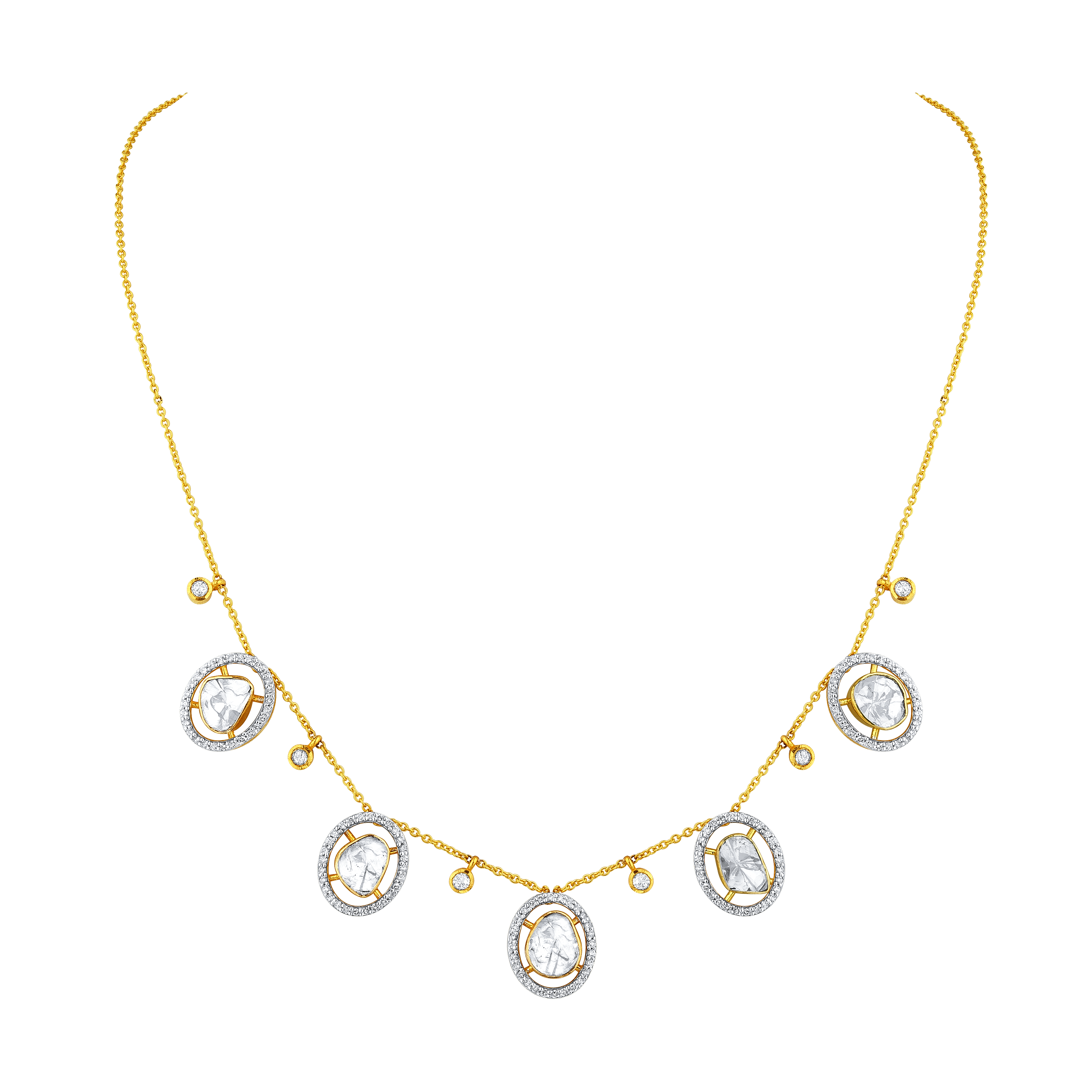 Oval Polki With Rose Cut Diamond Necklaces