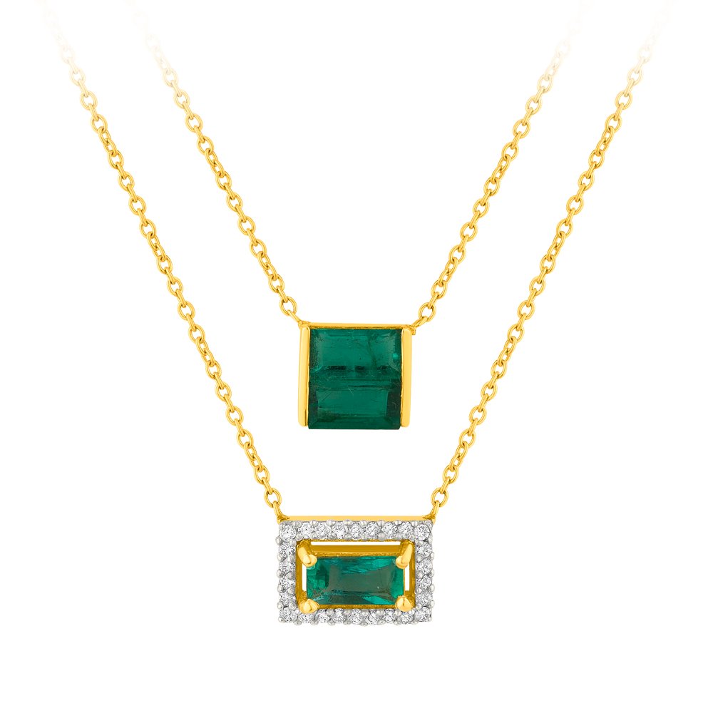 Emerald Bug 2 Pieces Chain Necklace